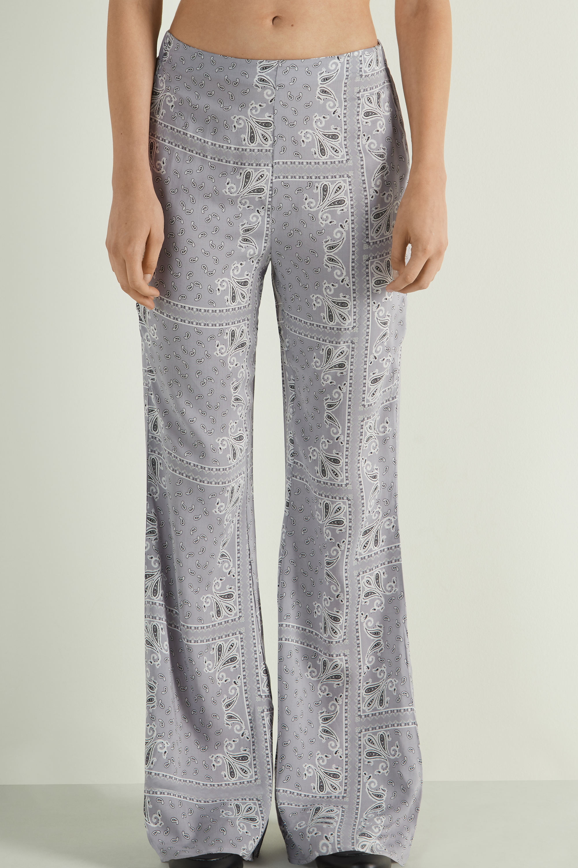 White Lace Sheer Flare Leg Trousers