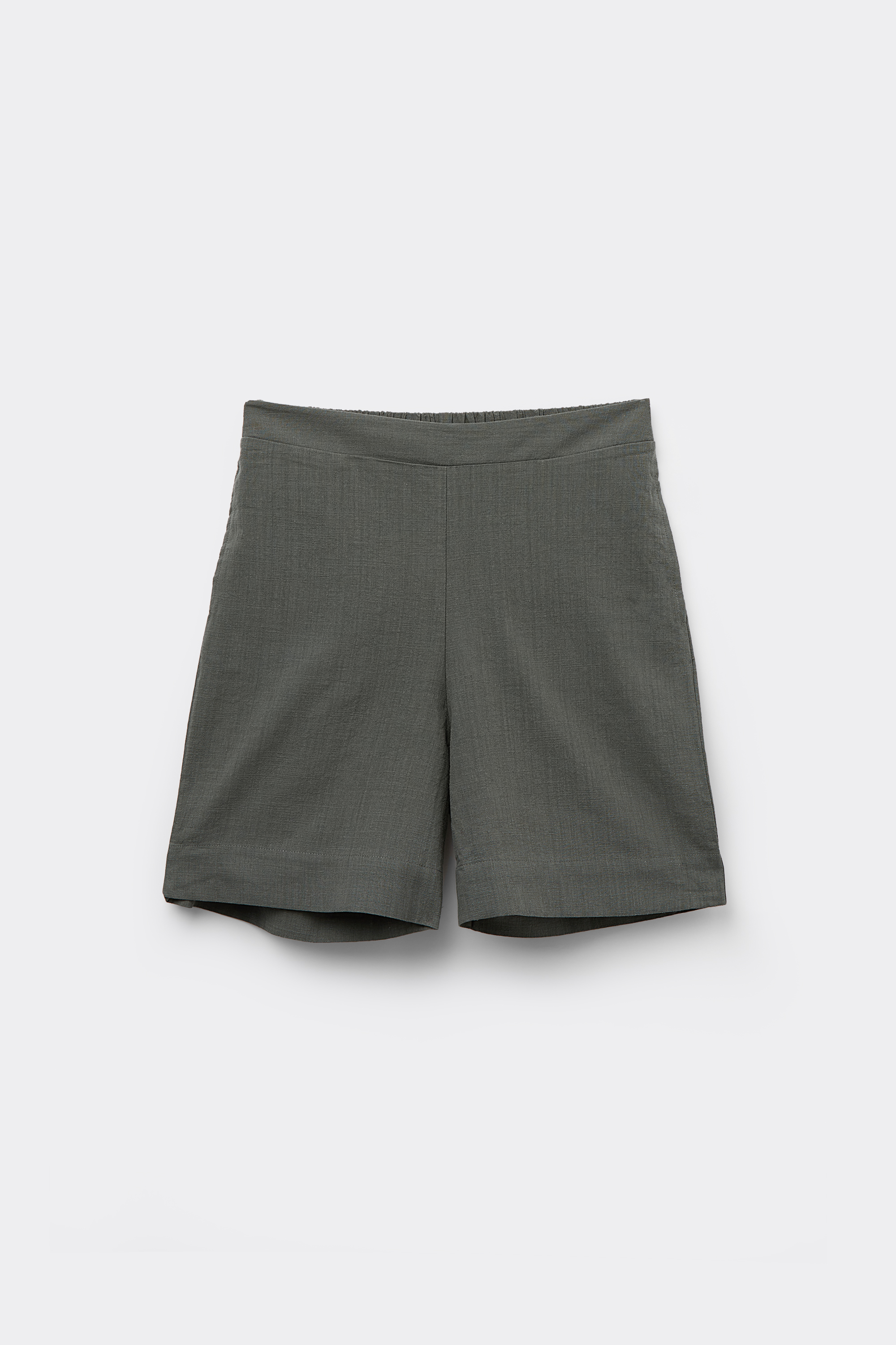100% Cotton Canvas High-Waist Shorts