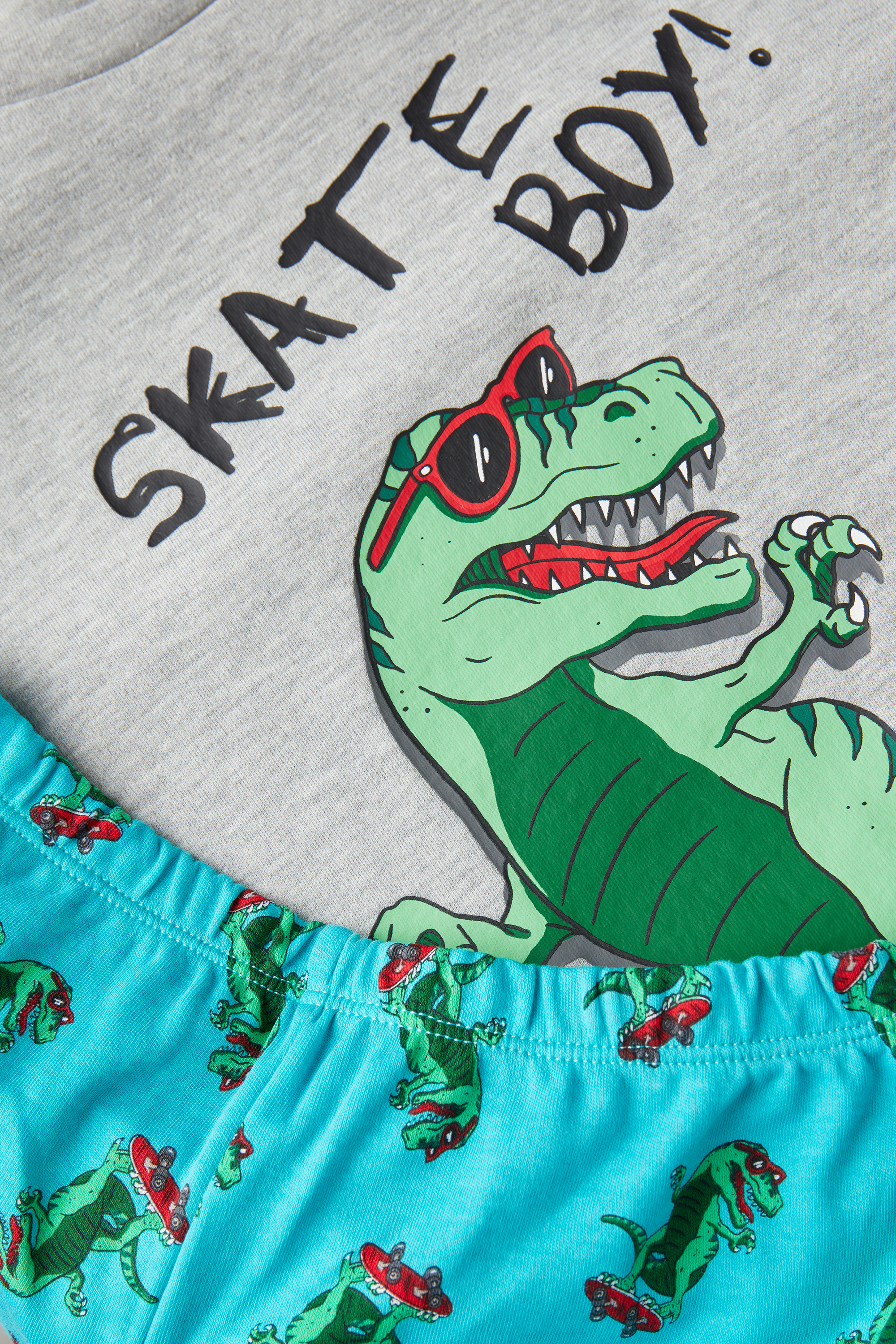 Langer Pyjama für Jungen aus Baumwolle Printmuster Skateboy
