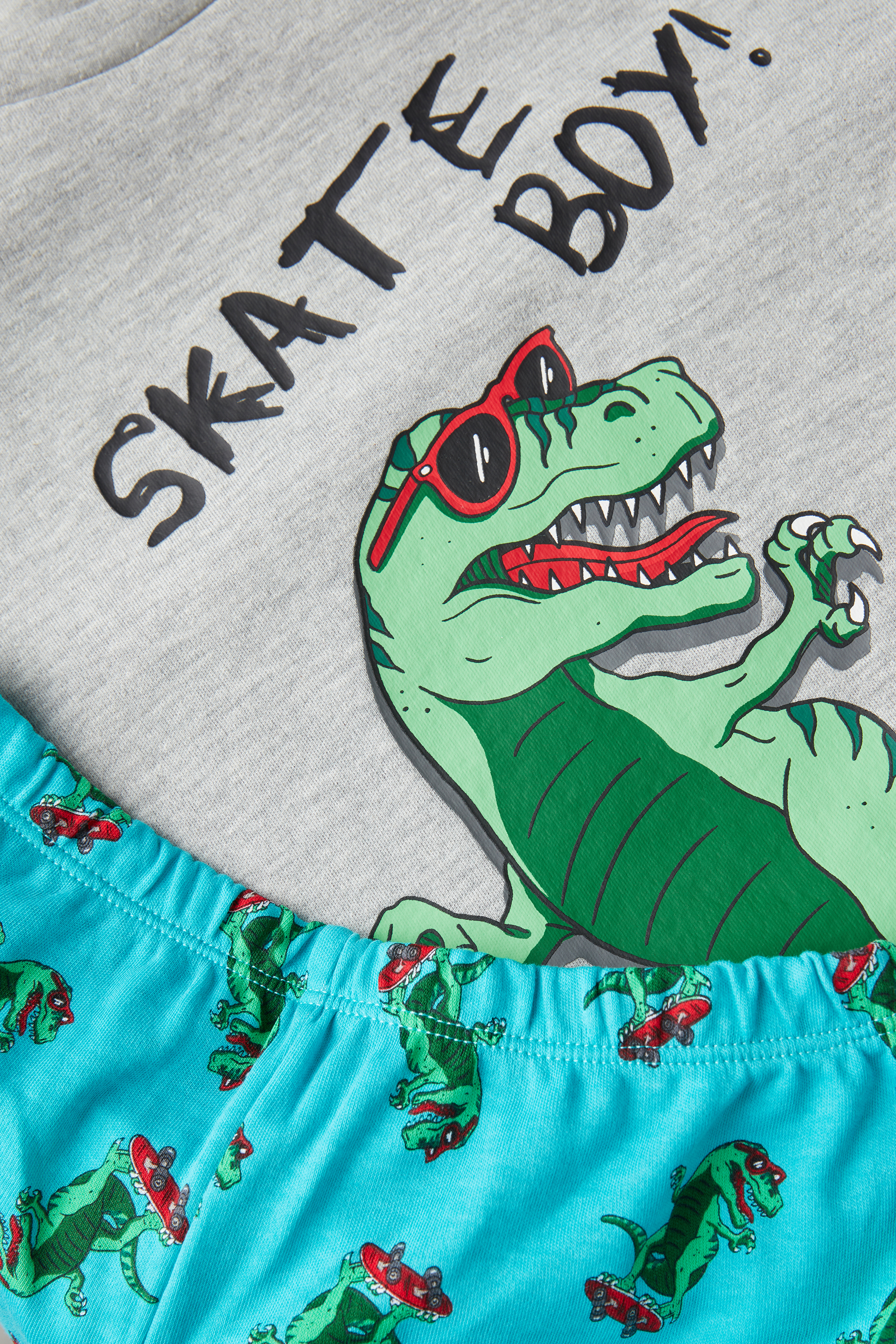 Długa Bawełniana Piżama Chłopięca z Nadrukiem Skateboy