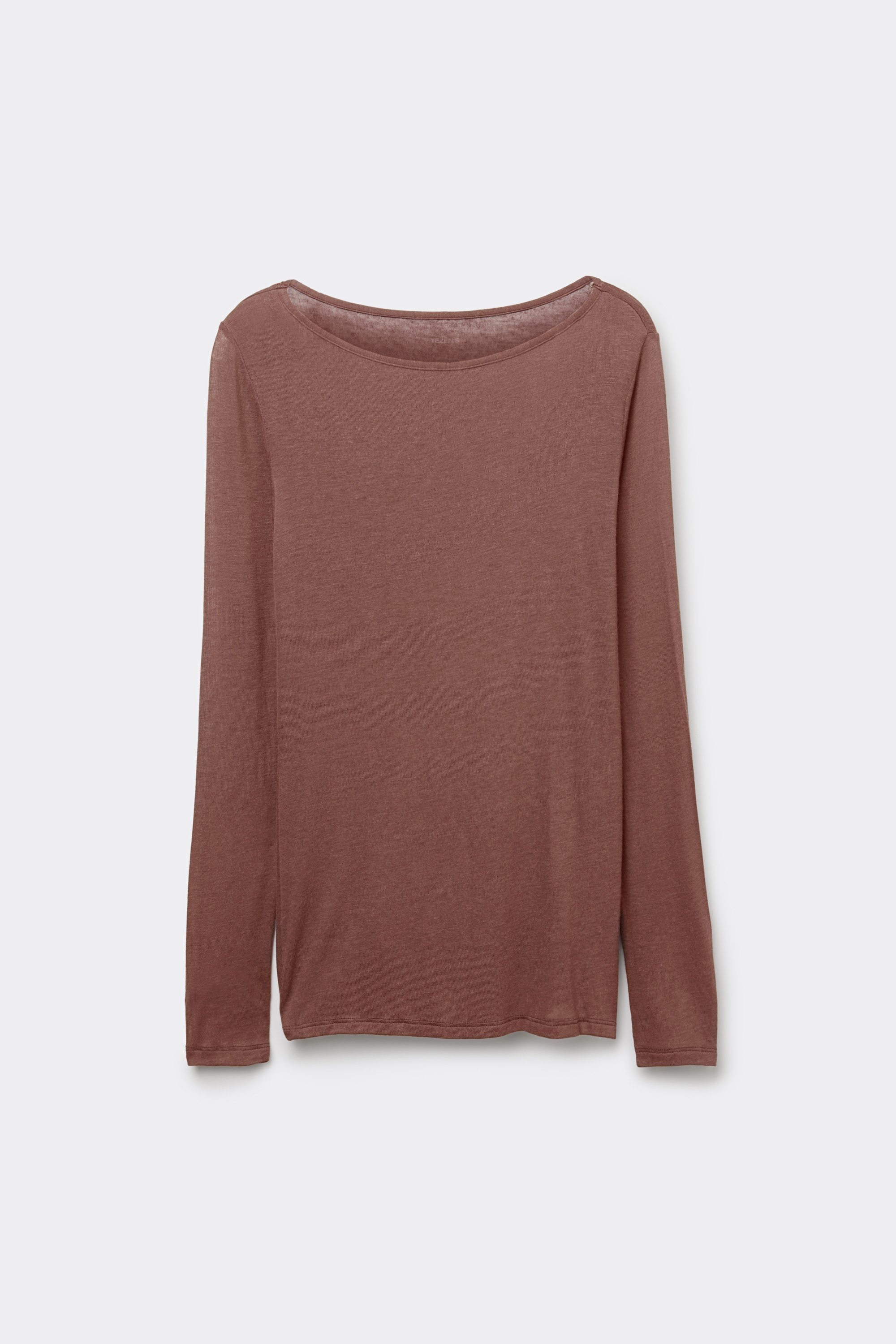 Langarmshirt mit U-Boot-Ausschnitt aus Viskose und Merinowolle
