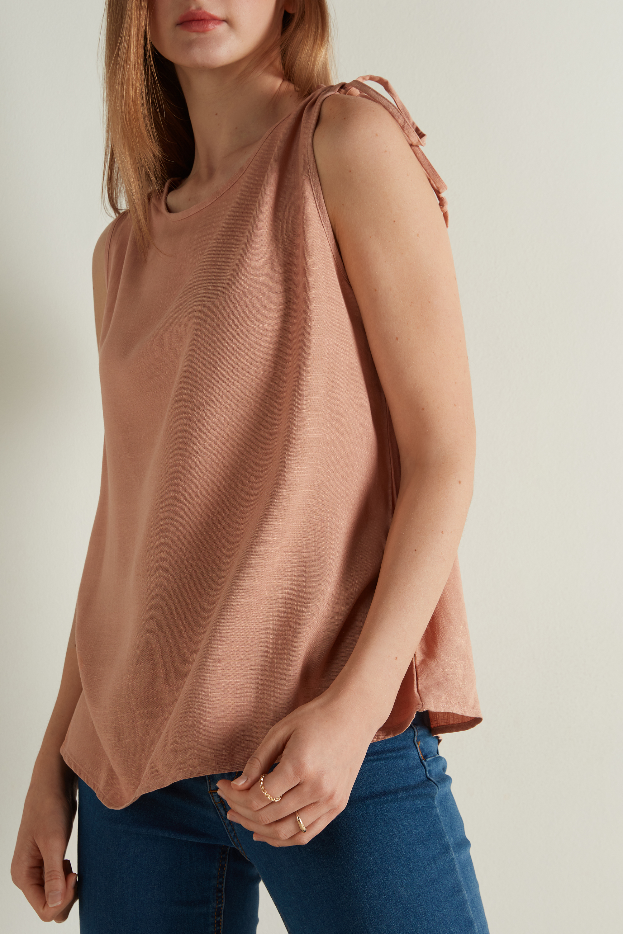 Camiseta de Tirantes de Tela con Cordón