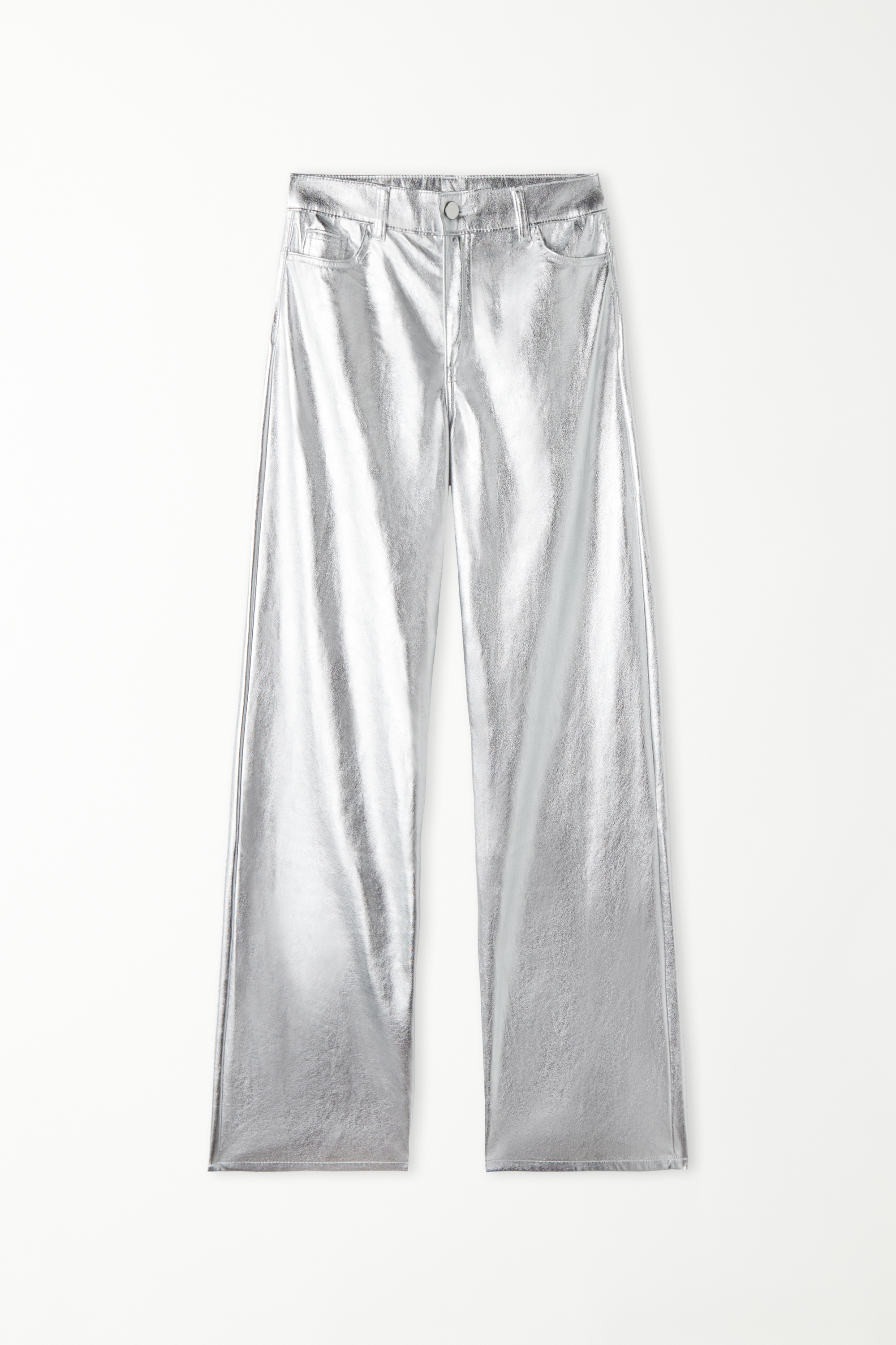 Pantaloni Lunghi Effetto Metallizzato