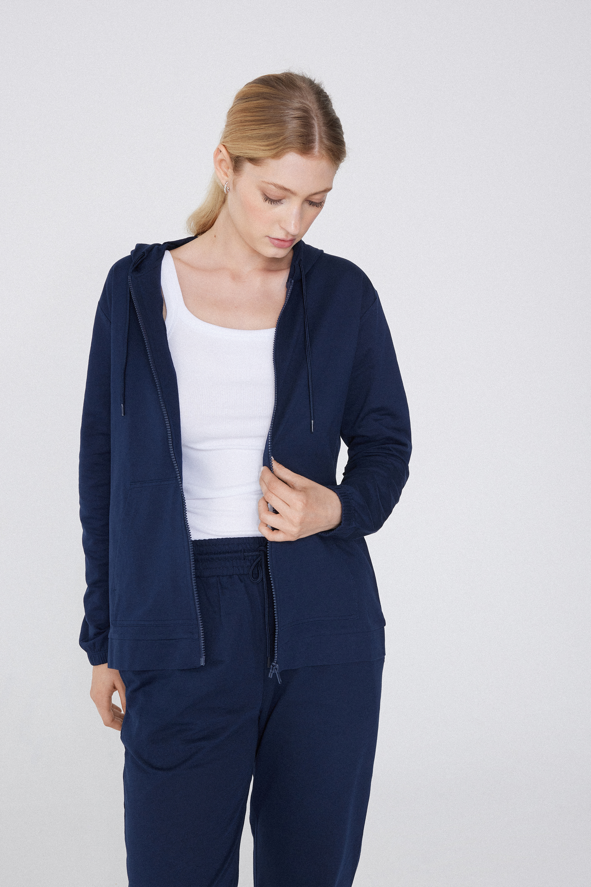 Lightweight Zip-Up Drawstring Hoodie