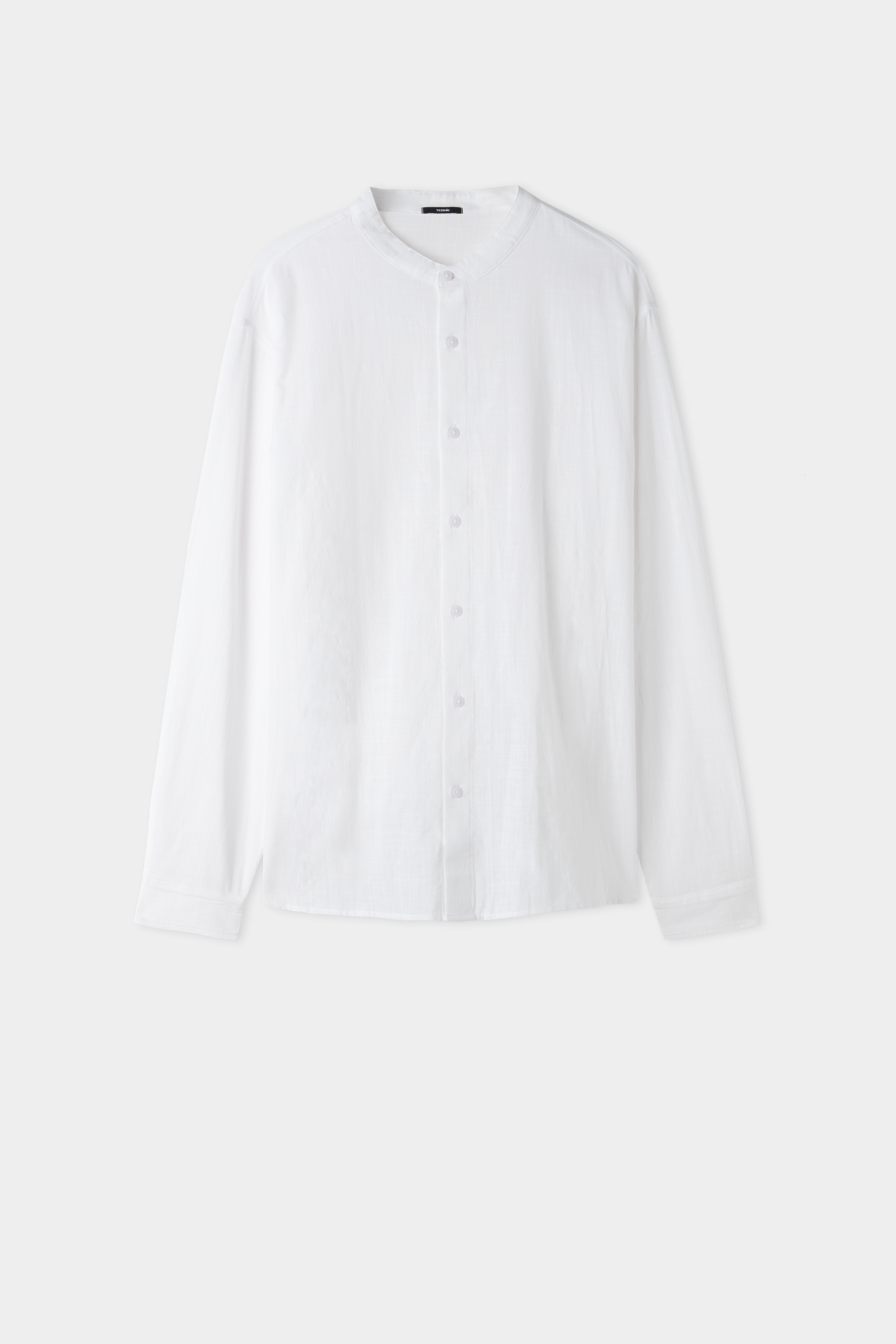 Men’s Long Sleeve Cotton Canvas Shirt with Mandarin Collar