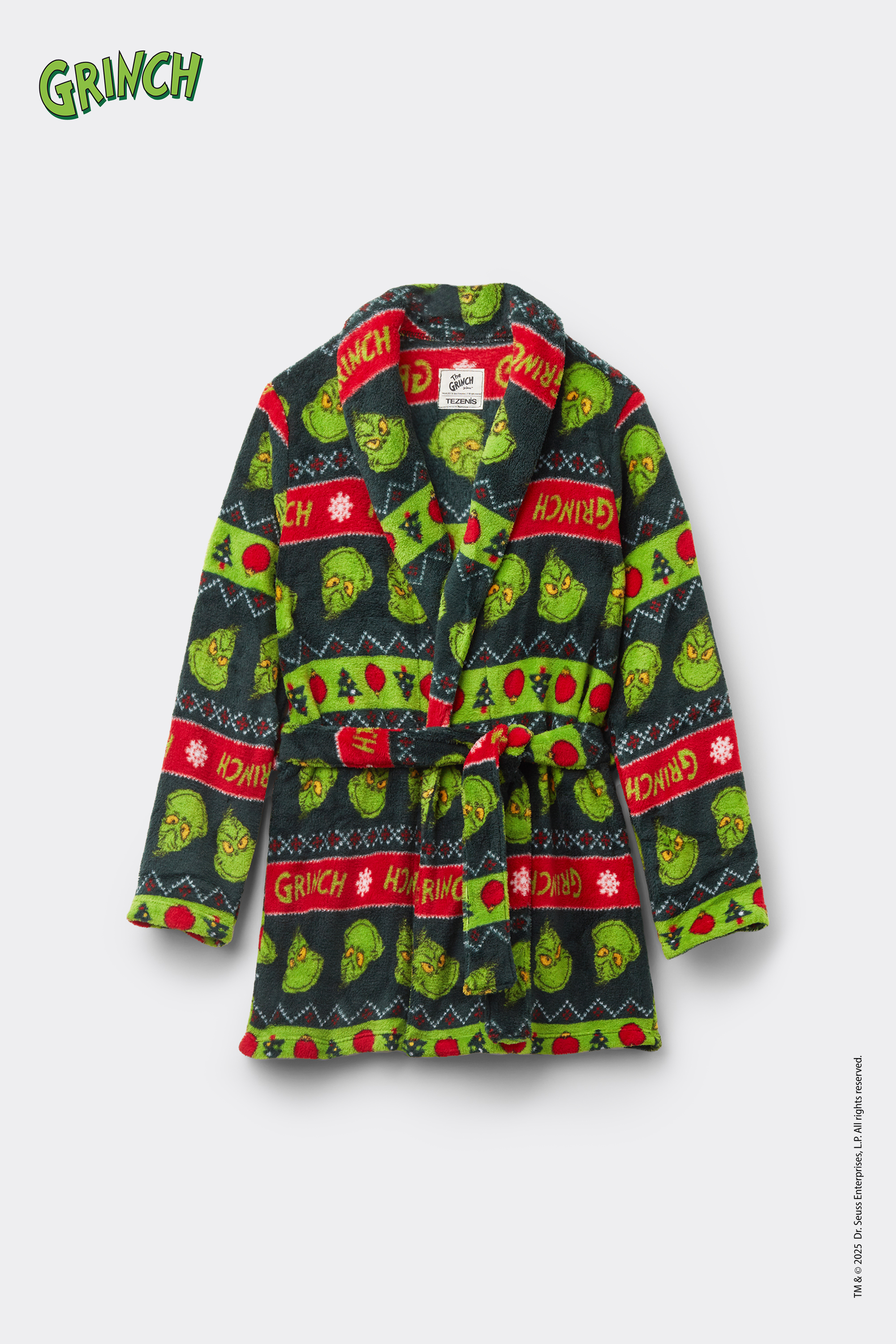 Vestaglia Pile Leggero Grinch Natale Bimbi Unisex