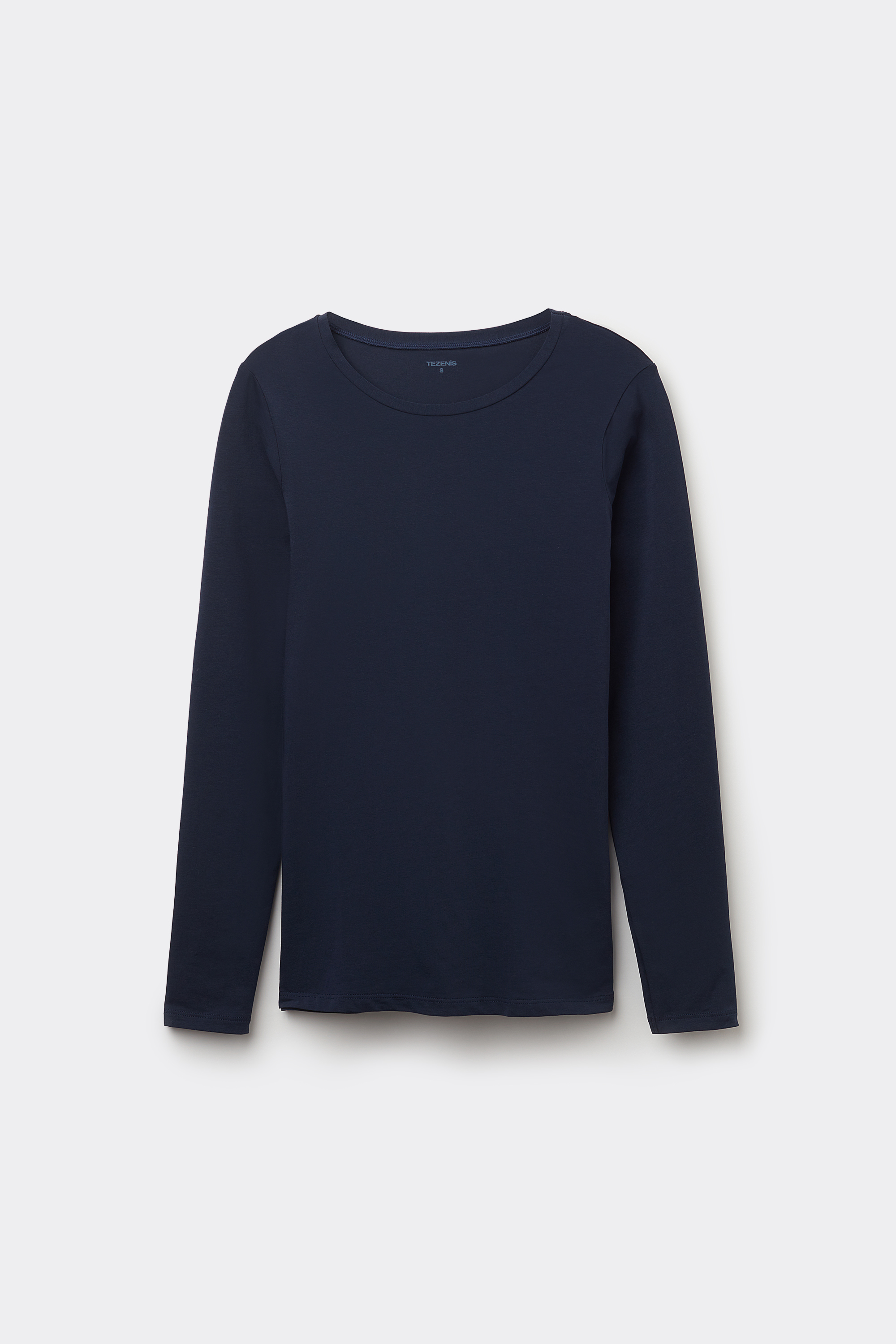 Long-Sleeve Crew-Neck Stretch-Cotton Top