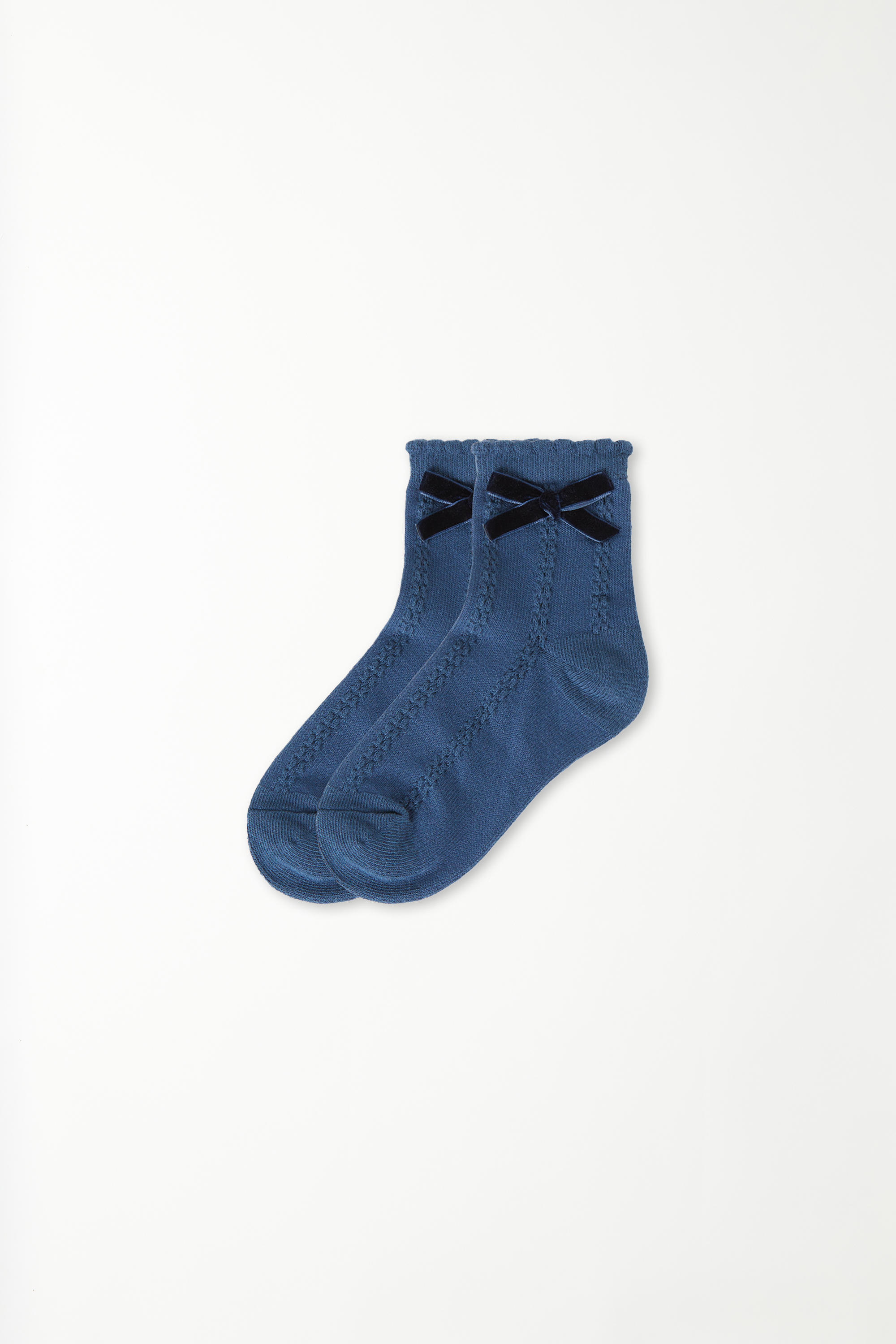 Girls’ Short Bow Openwork Cotton Socks