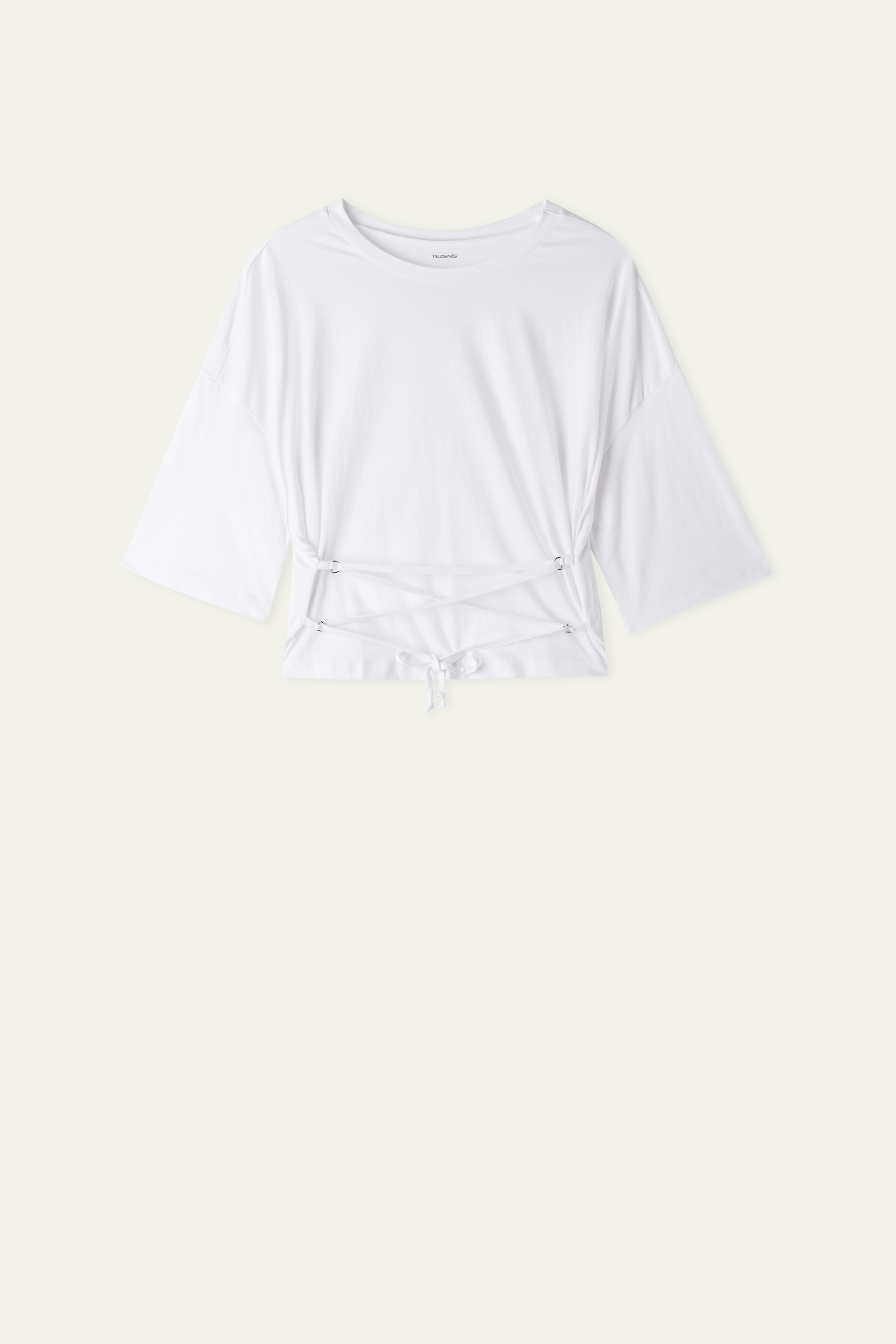 Camiseta con Corte Boxy de Algodón con Efecto Cruzado