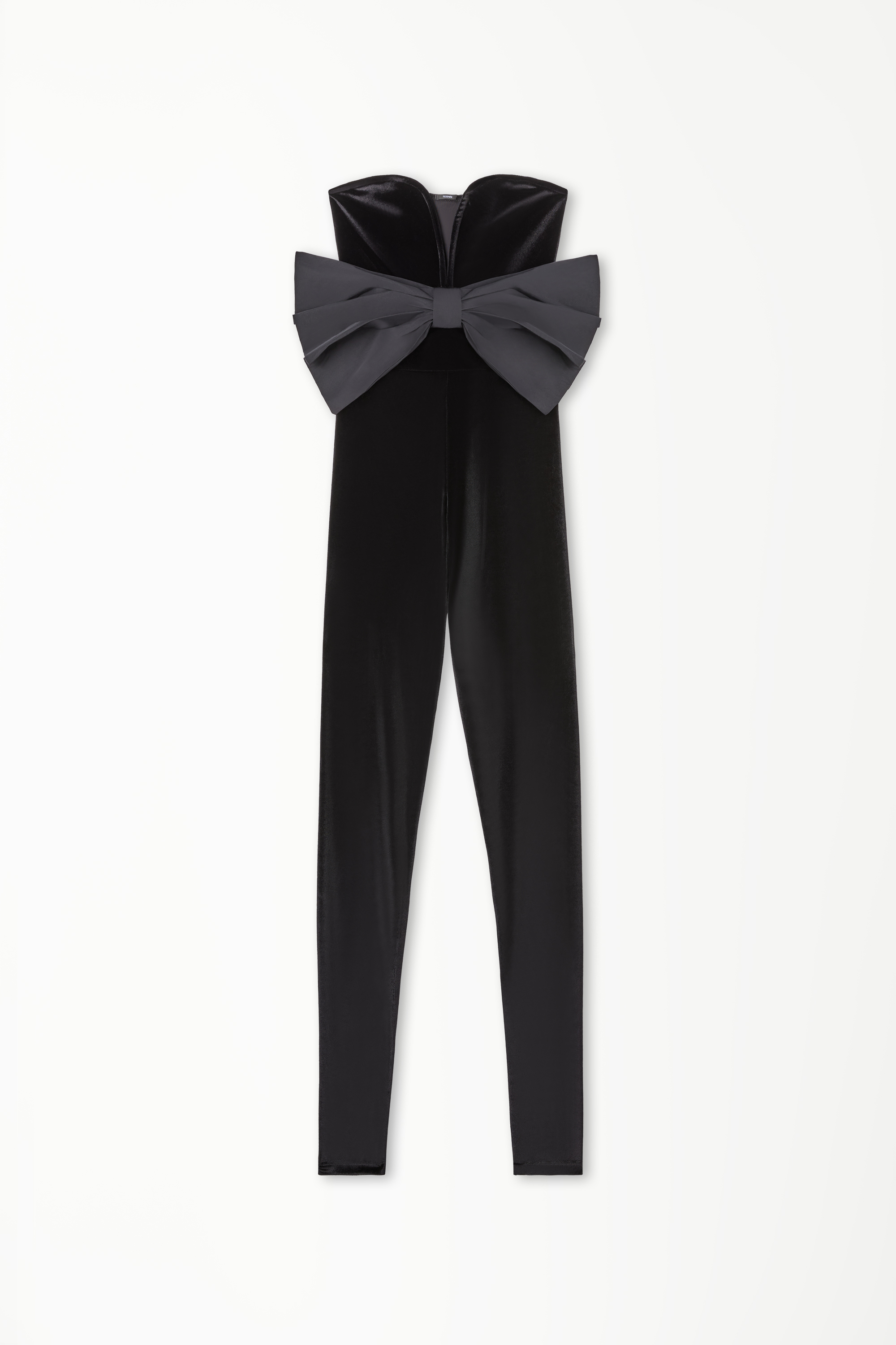 Ärmelloser langer Jumpsuit aus Samt mit Schleife