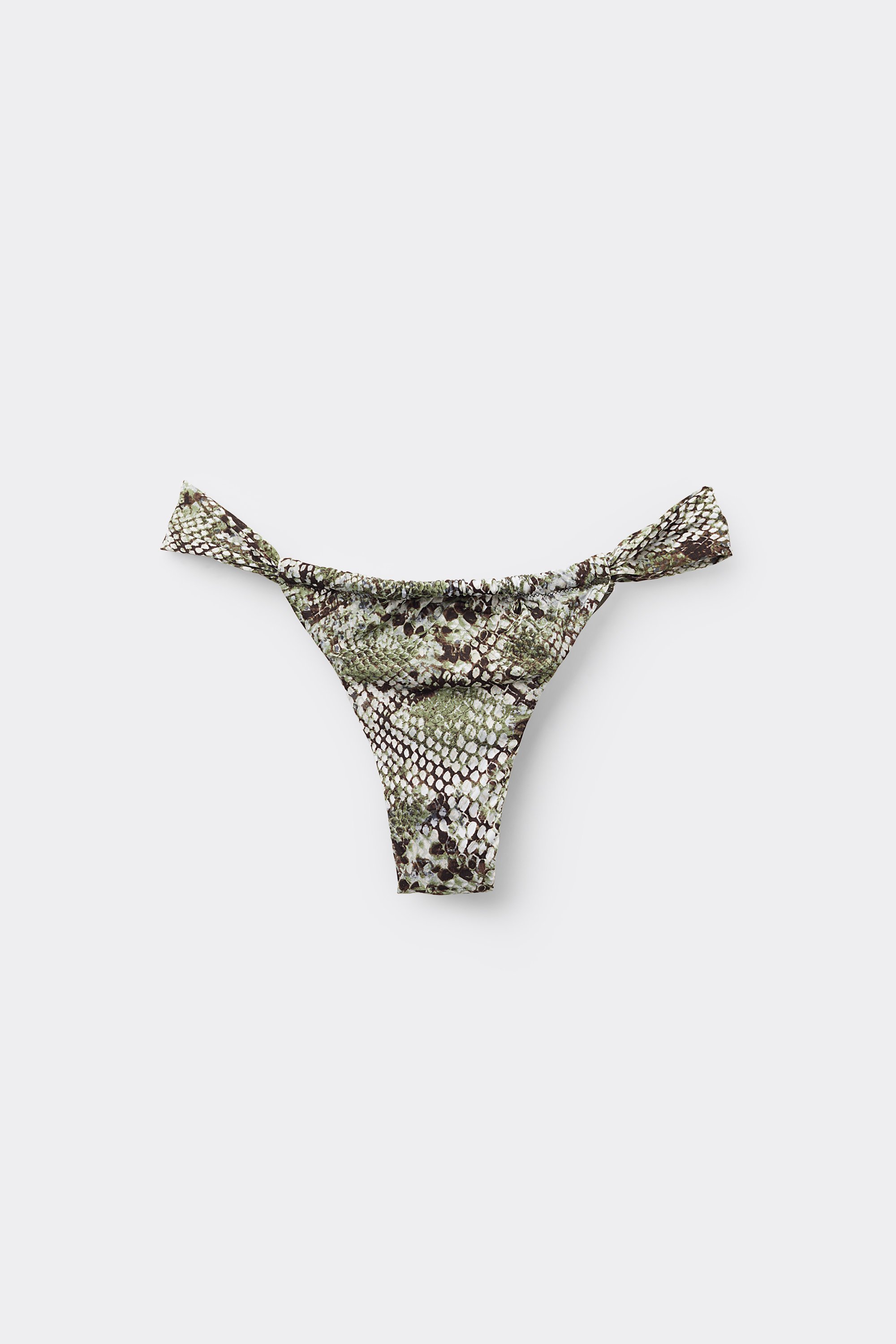 Classic Snake Brazilian Bikini Bottoms with Thin Tanga-Style Panels