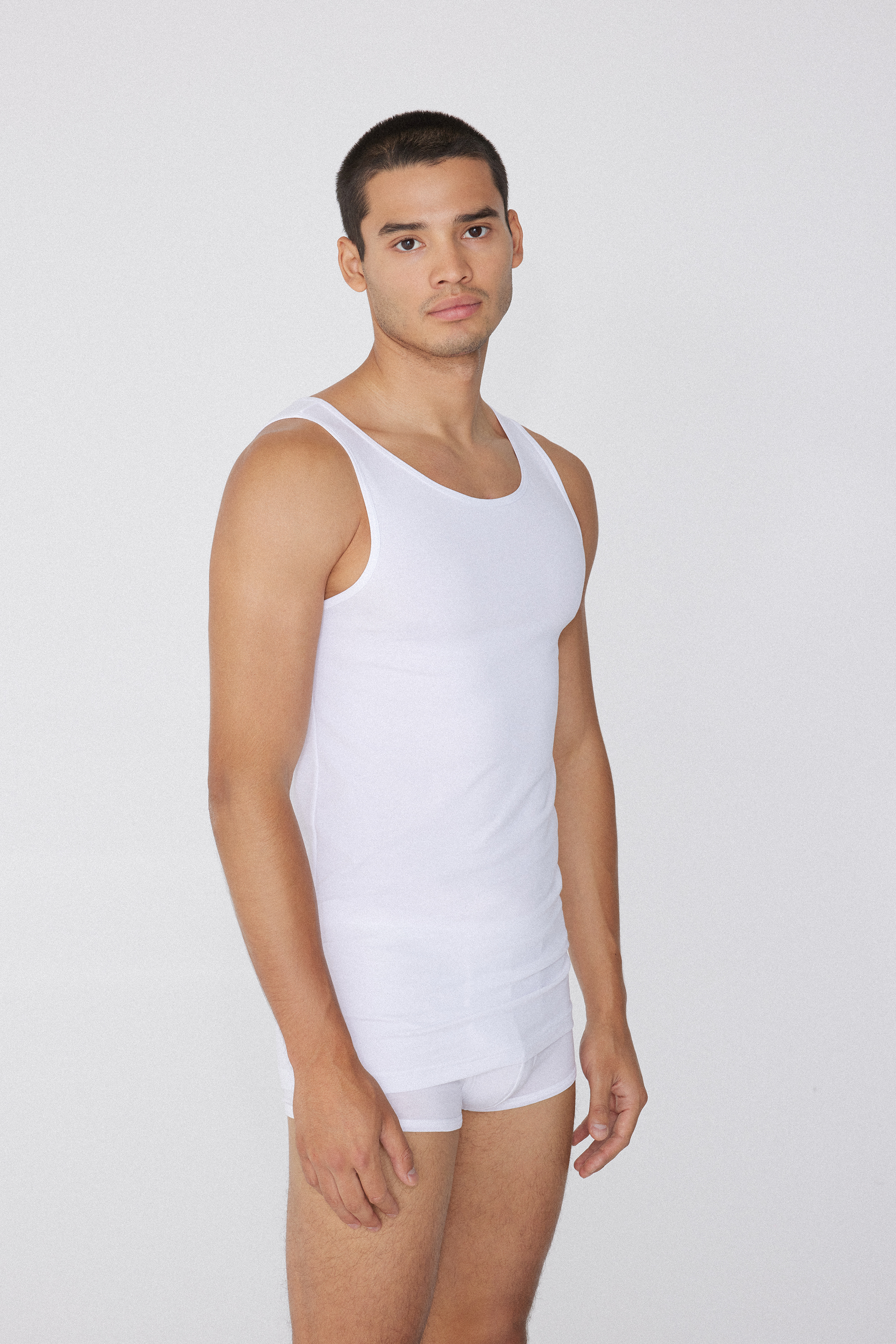 Stretch Cotton Vest with Wide Shoulder Straps