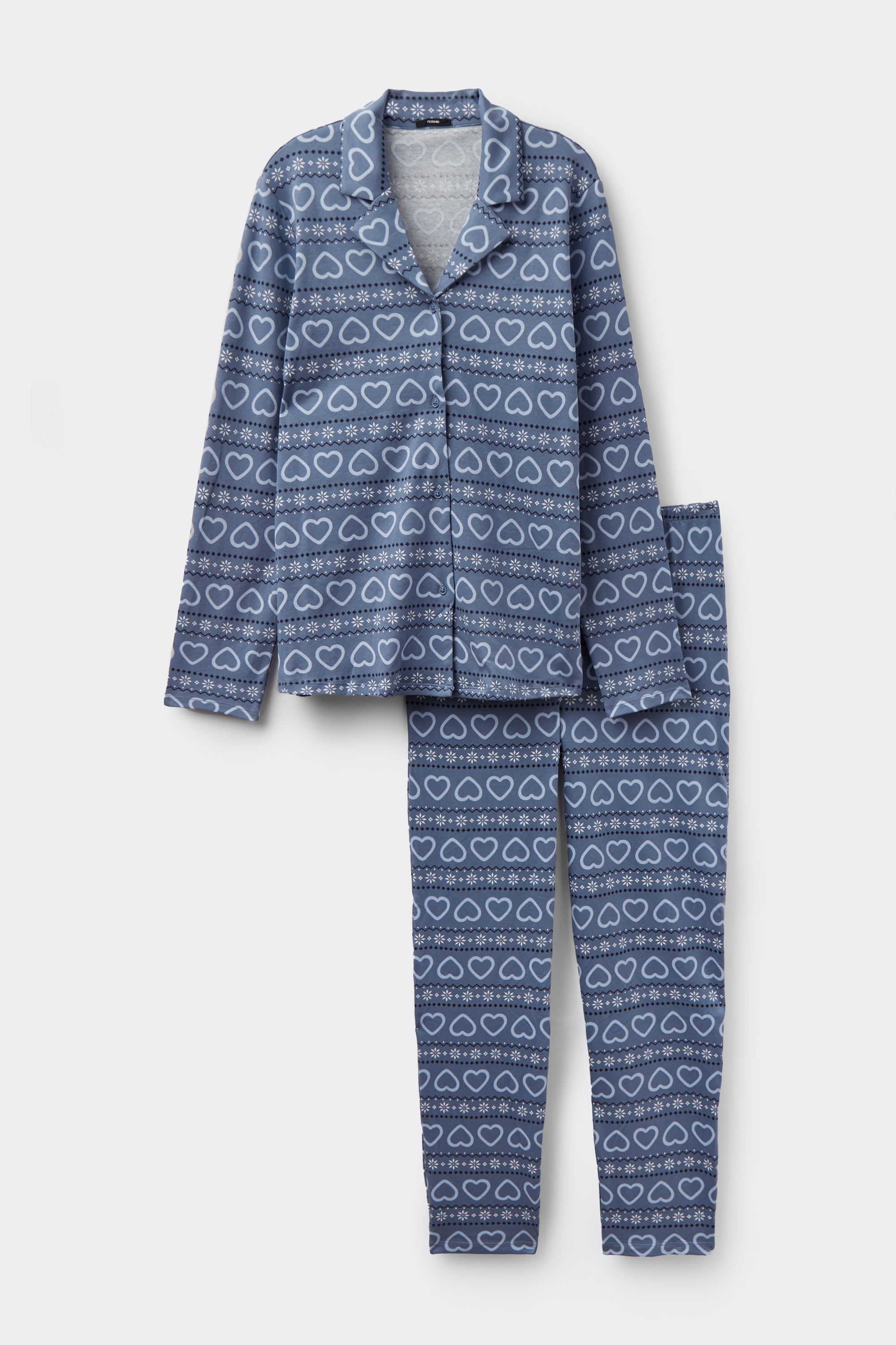 Pijama Lungă Deschisă Bumbac Imprimeu Nordic