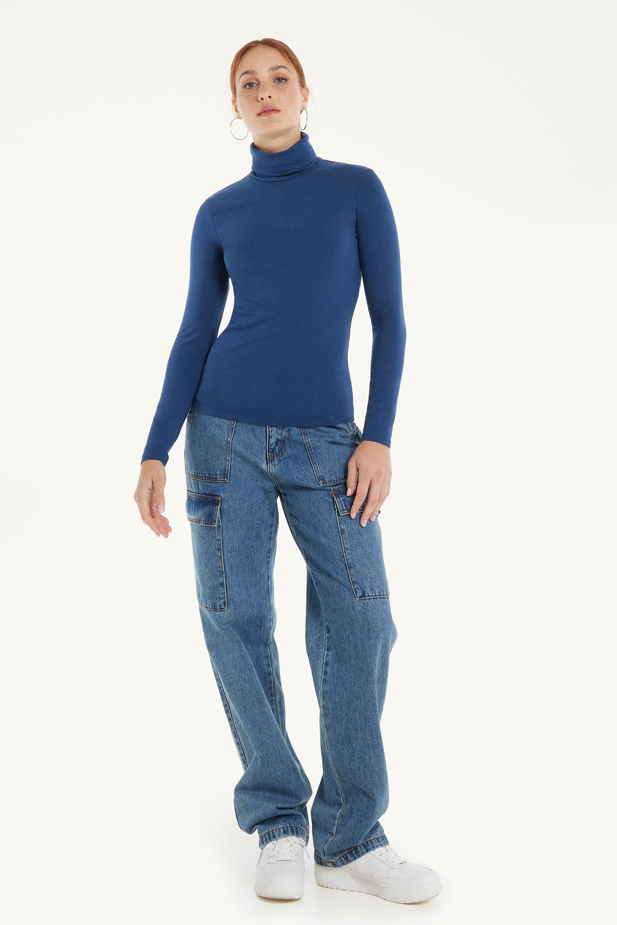 Shirt mit Rollkragen aus Baumwolle und Thermo-Modal