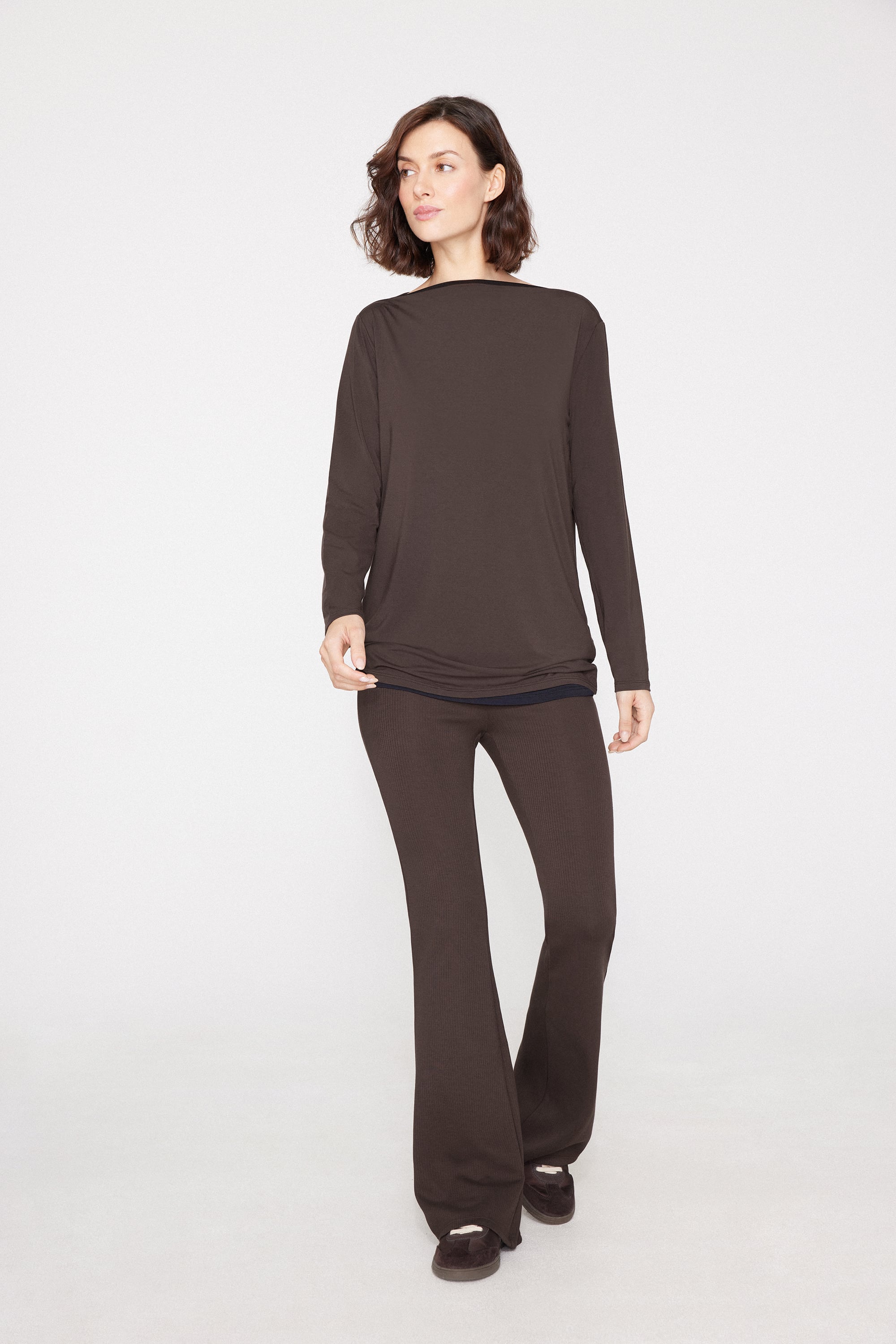 Langarmshirt mit U-Boot-Ausschnitt