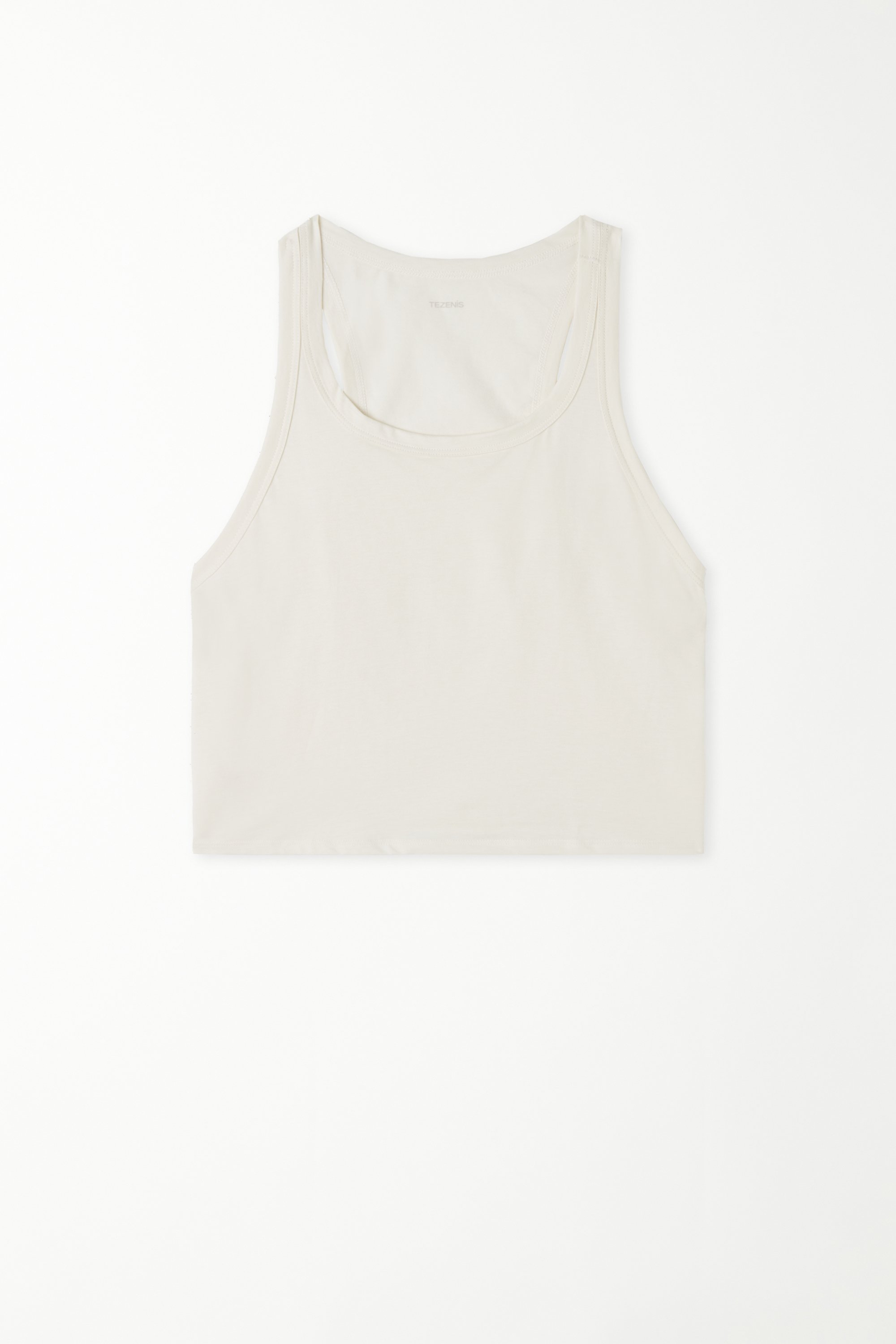 Short Cotton Vest Top with Wide Shoulder Straps