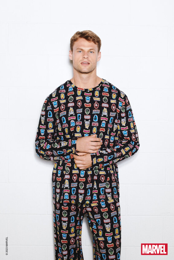Pijama Comprido Algodão Estampado Marvel