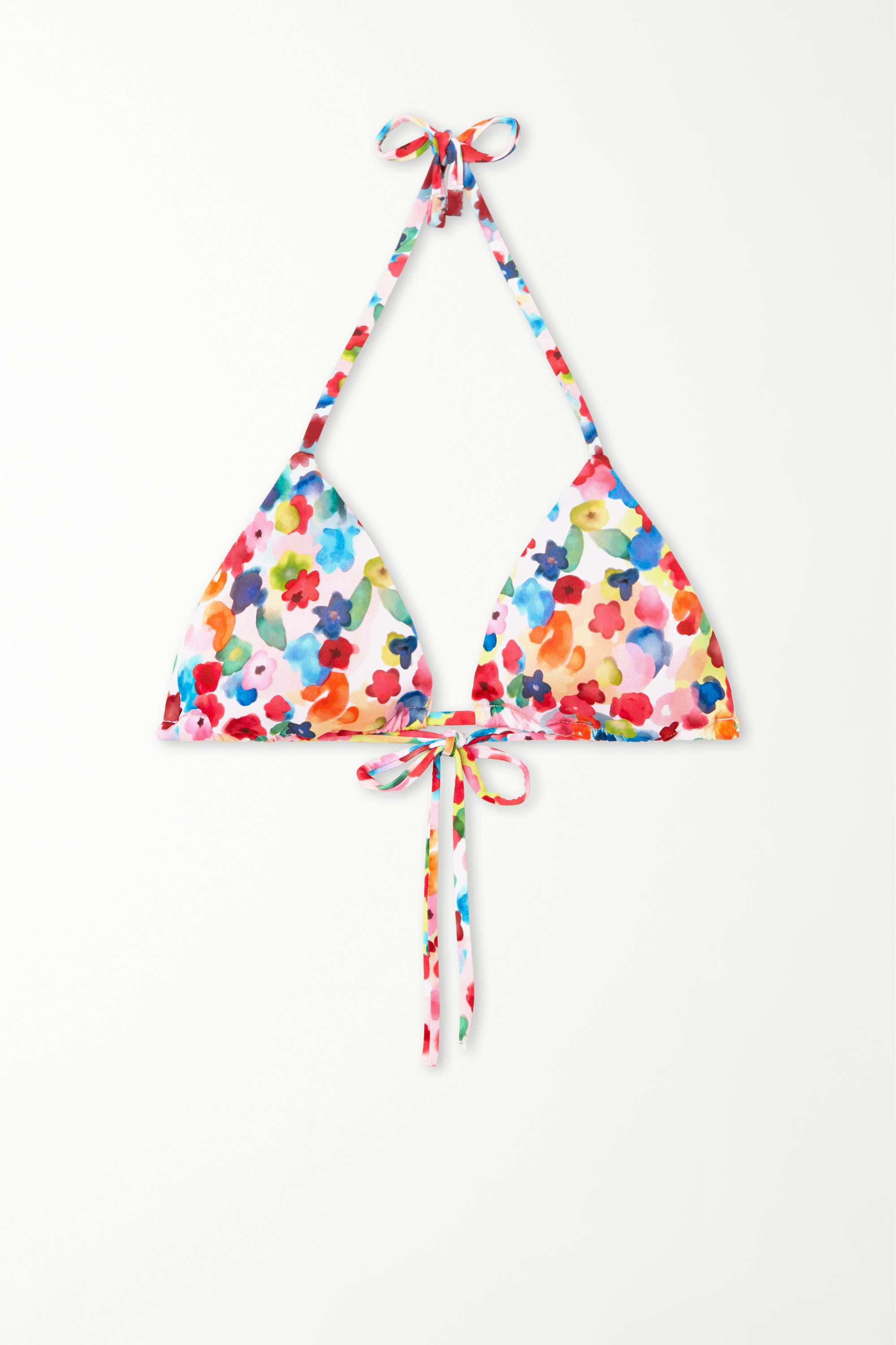 Watercolor Flowers Triangle Bikini Top with Removable Cups