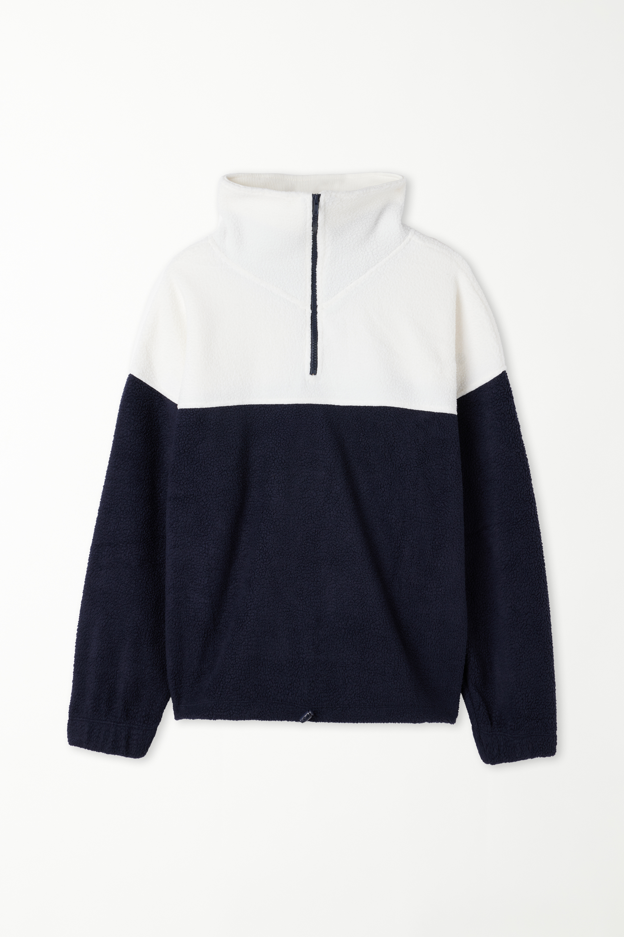 Sweat en Maille Polaire Bicolore Zippé