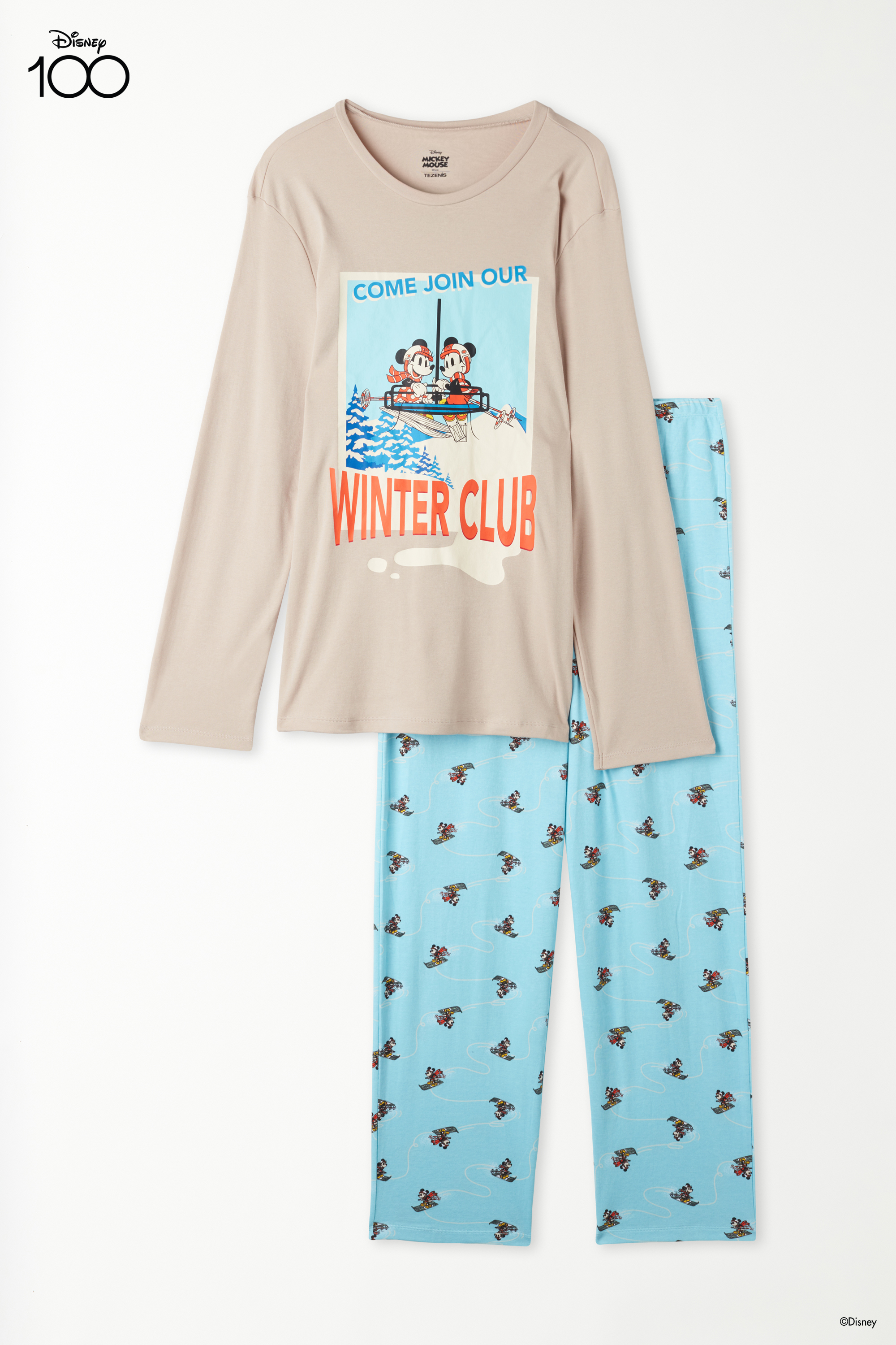 Langer Herren-Pyjama aus schwerer Baumwolle Disney