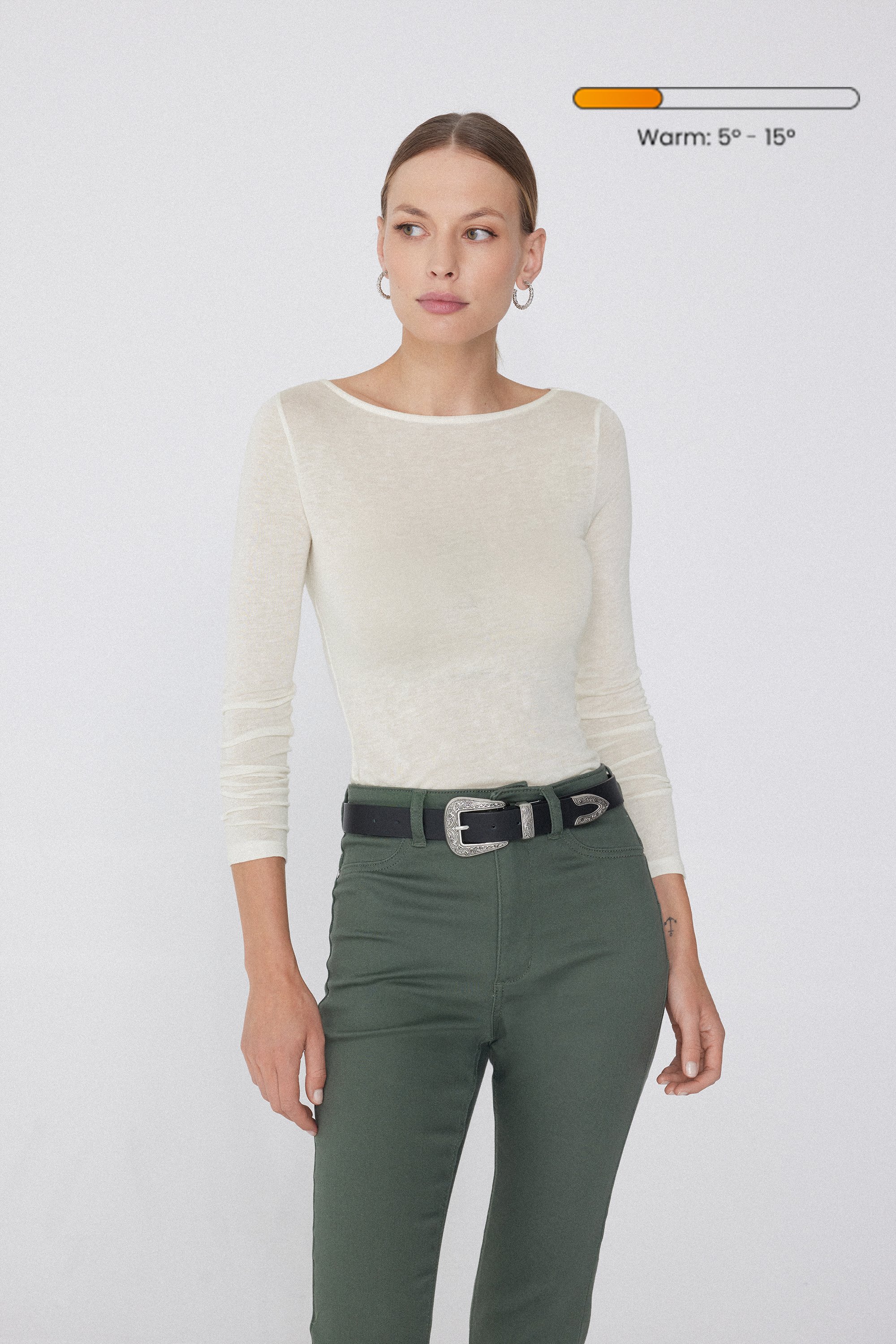 Langarmshirt mit U-Boot-Ausschnitt aus Viskose und Merinowolle