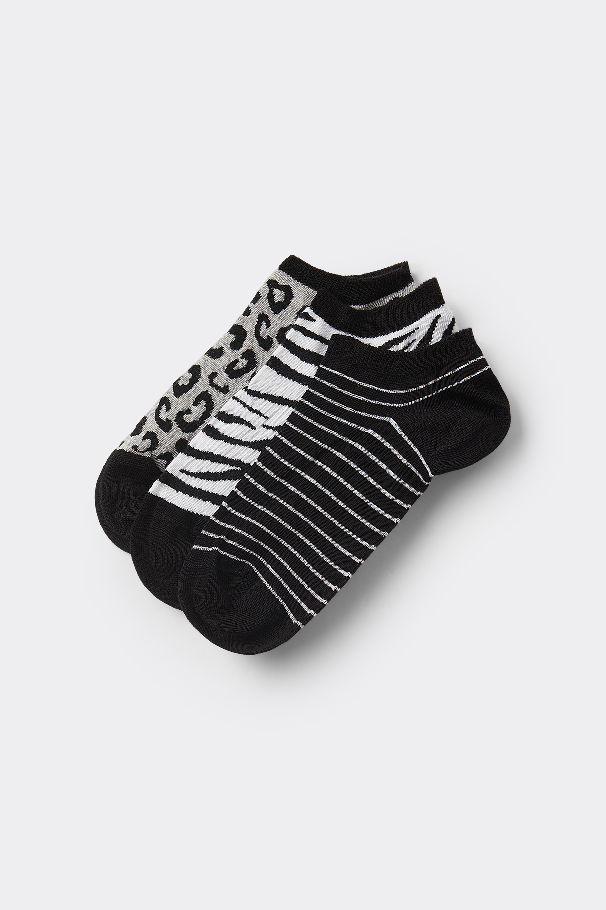 3 Pairs Women's Patterned Cotton No-Show Socks