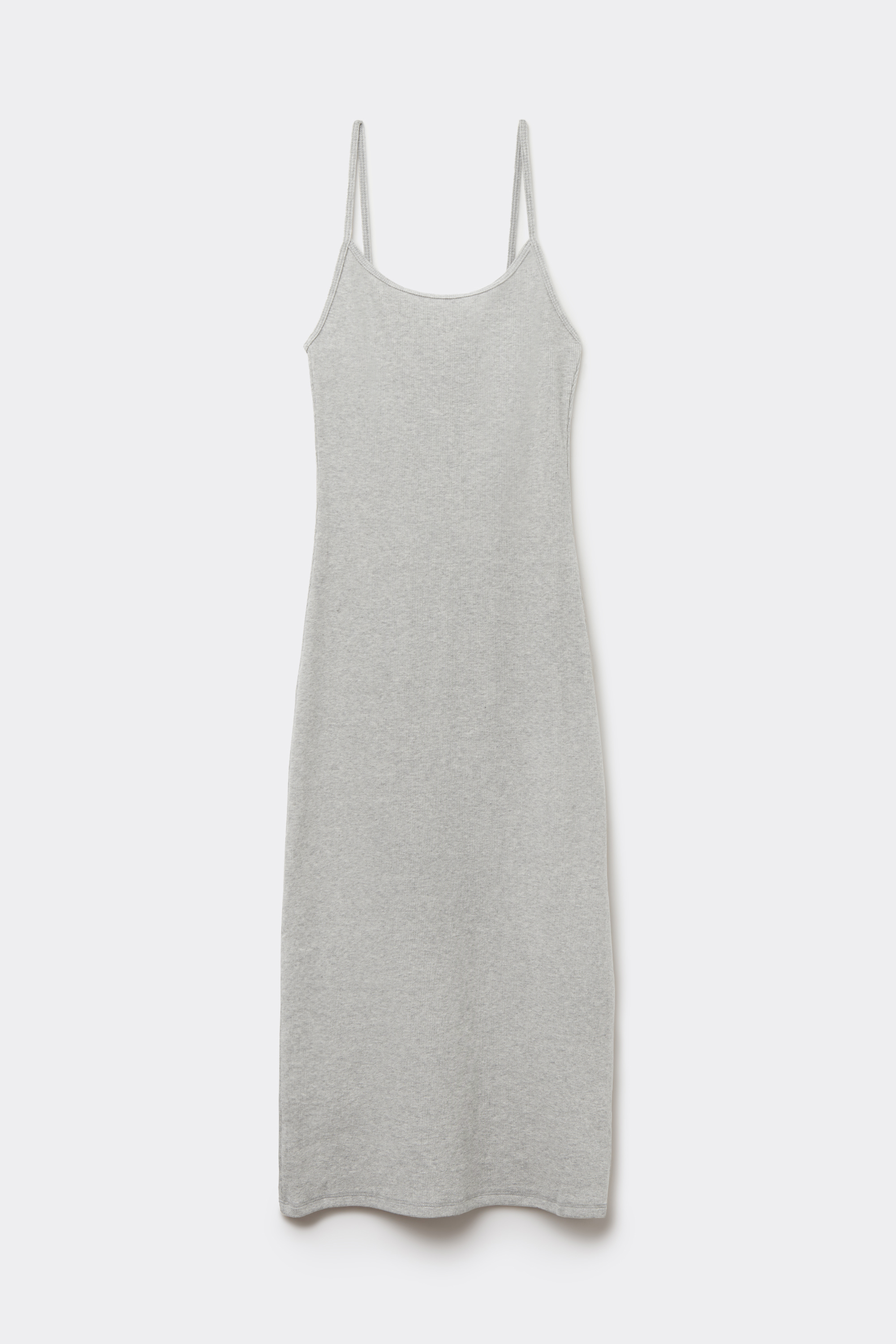 Ribbed Cotton Midi Dress with Thin Straps