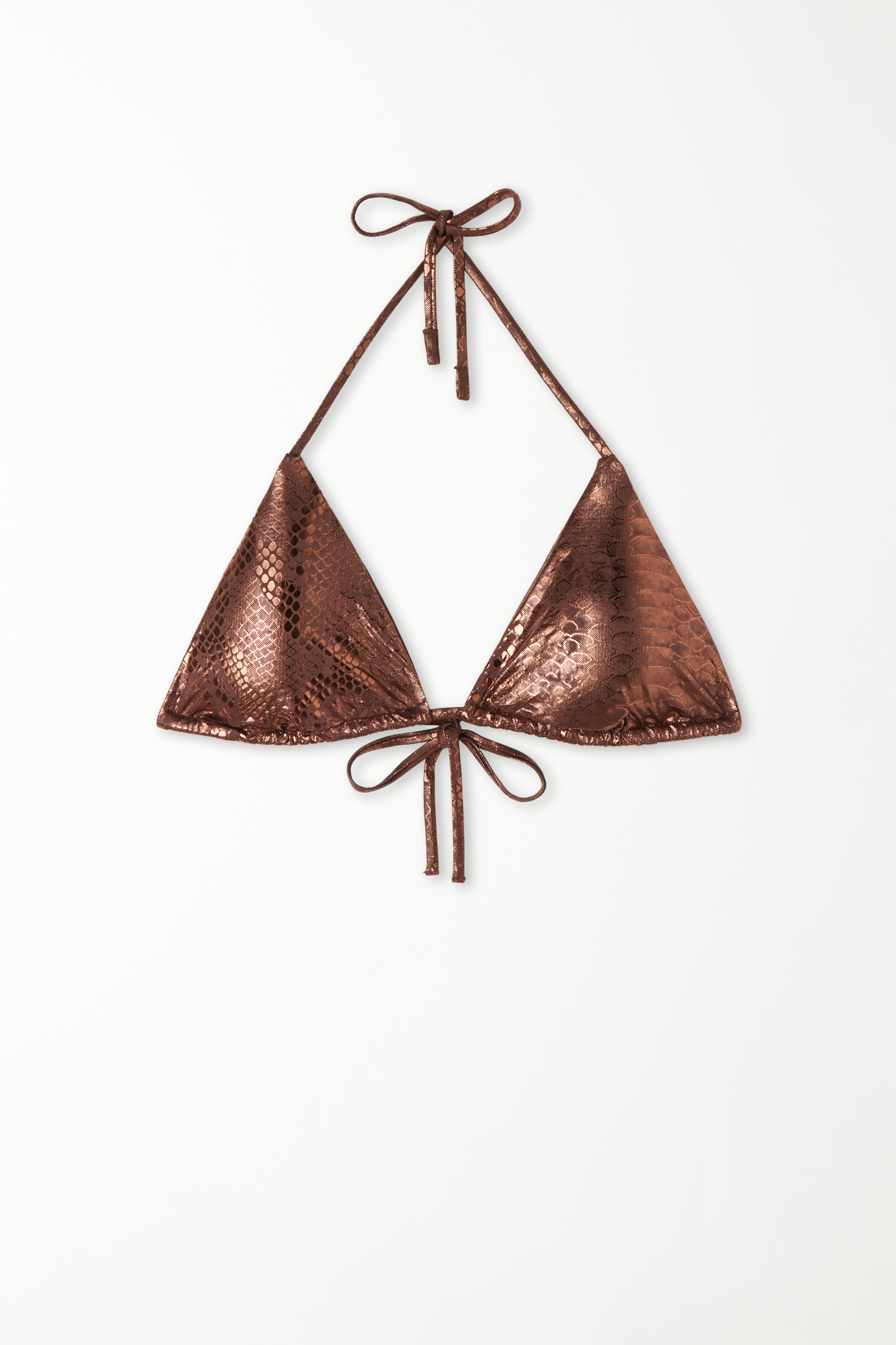 Bronze Snake Triangle Bikini Top with Removable Cups