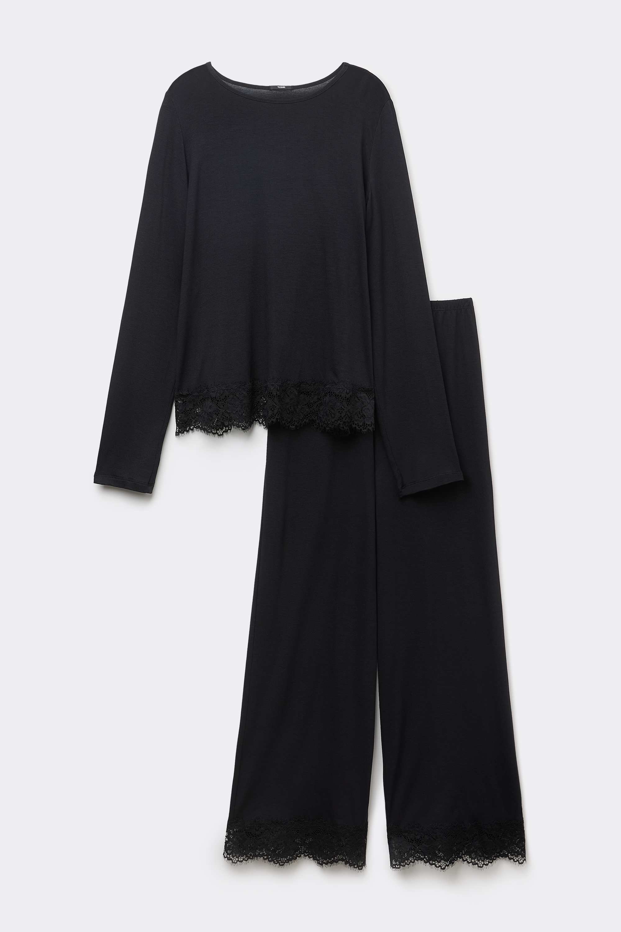 Full-Length Viscose Pajamas with Lace