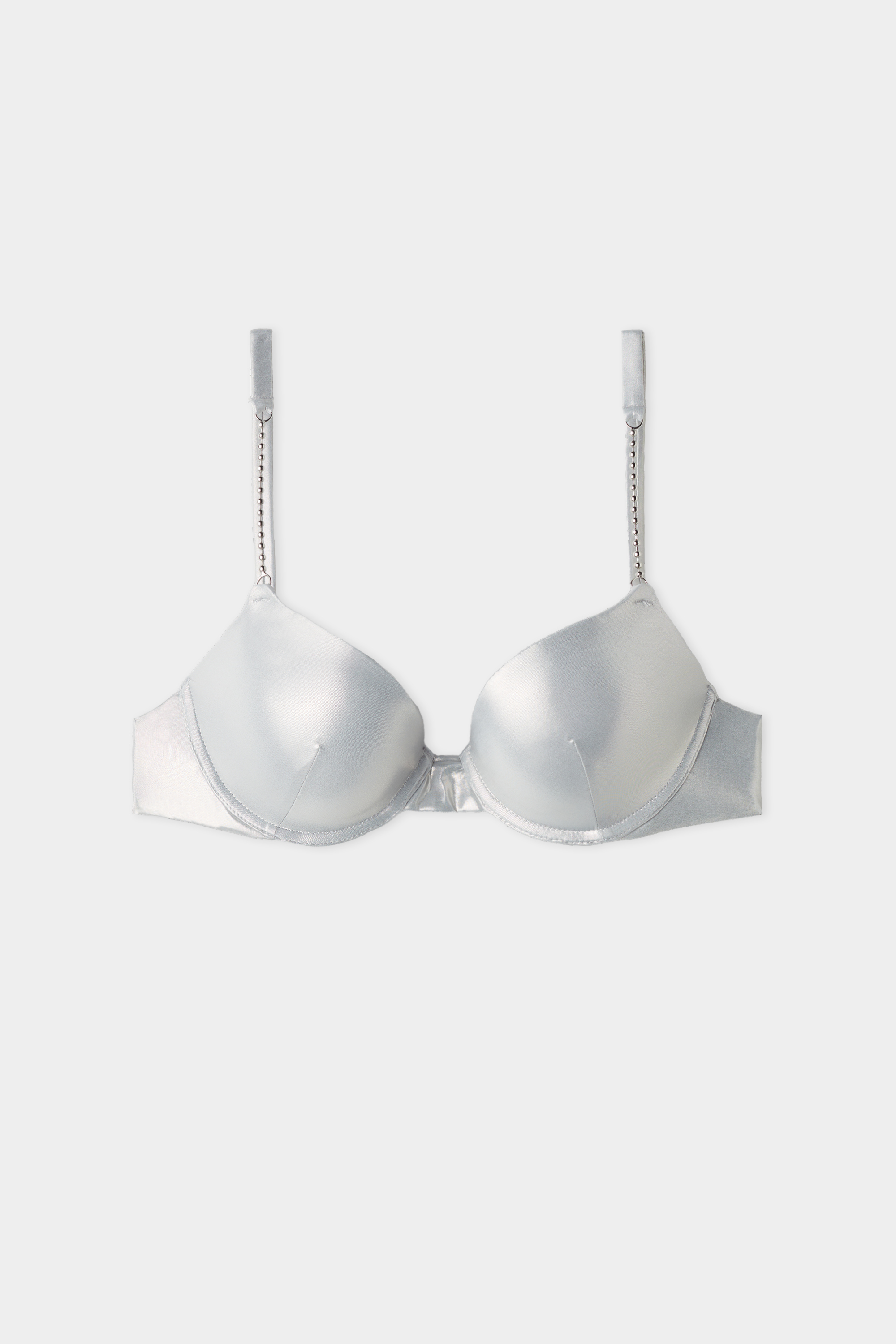 Metallic Silver Padded Push-Up Bikini Top
