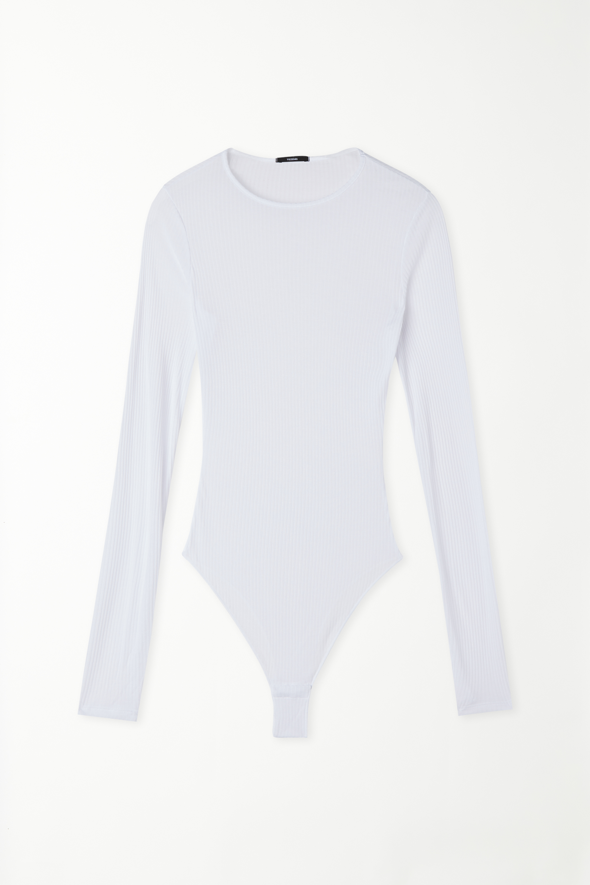 Ultralight Ribbed Viscose Body with Long Sleeves and Rounded Neck