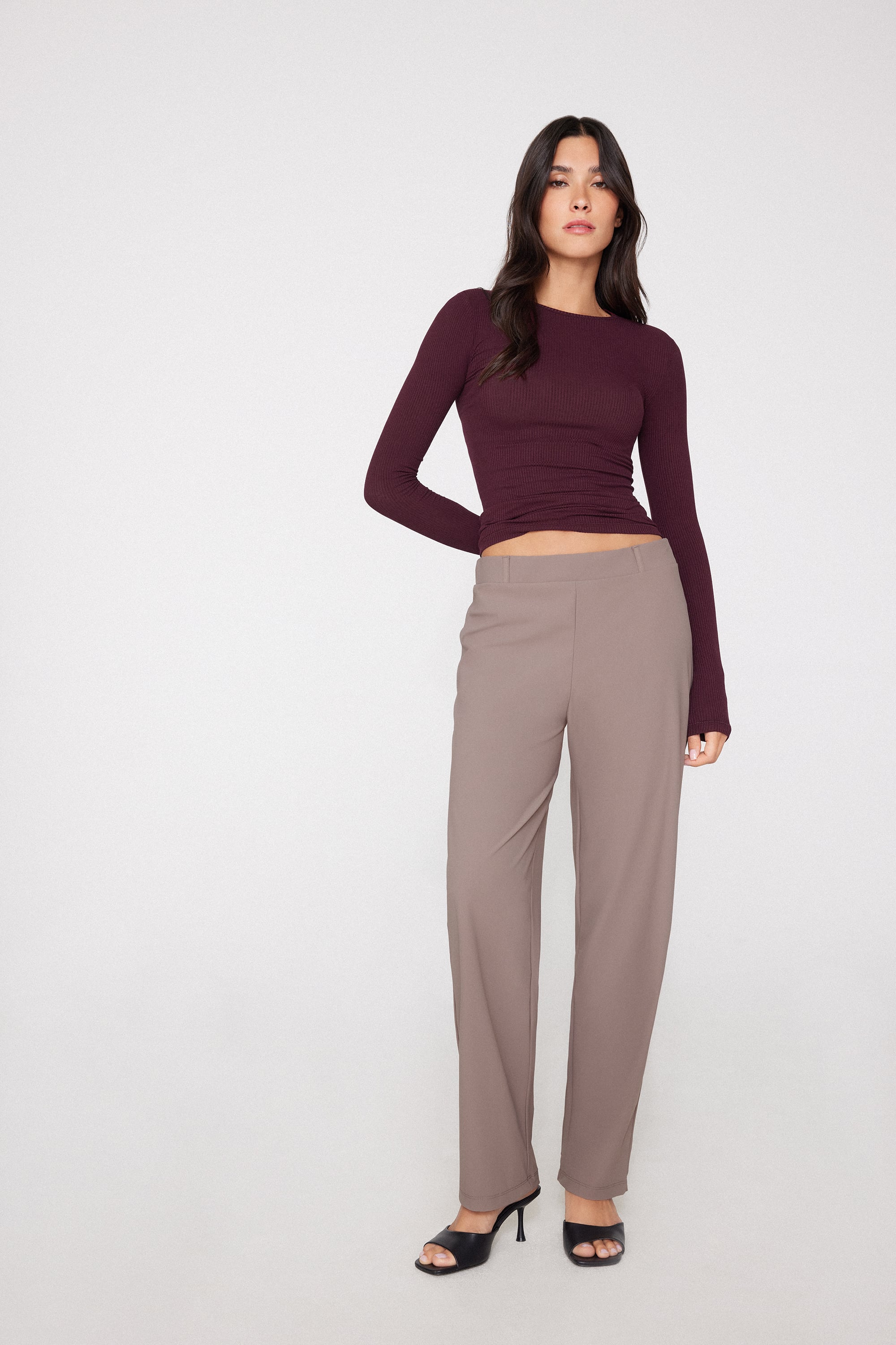 Pantaloni Lunghi Sigaretta Microfibra Easy Fit