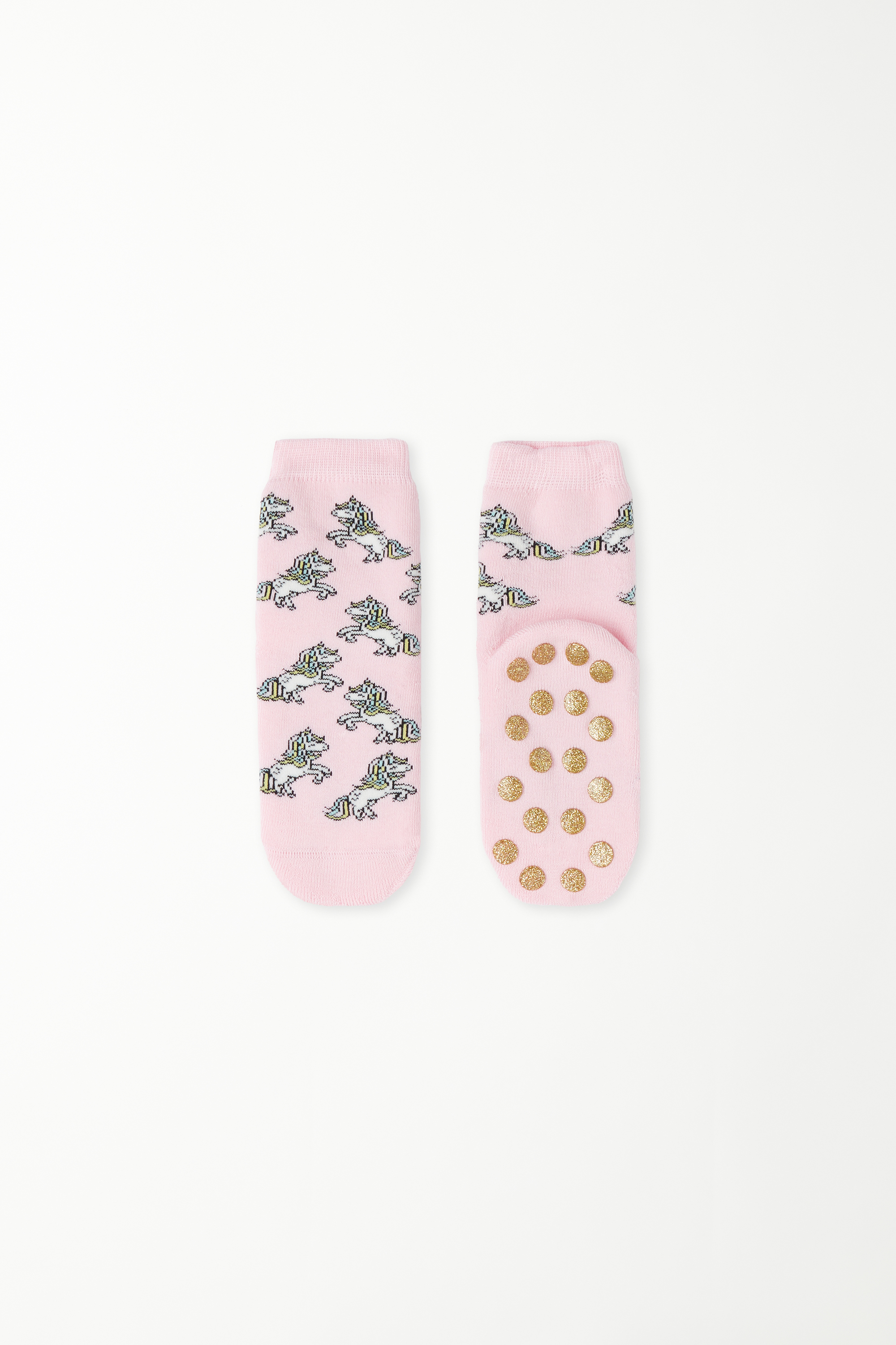 Girls' Short Non-Slip Patterned Socks