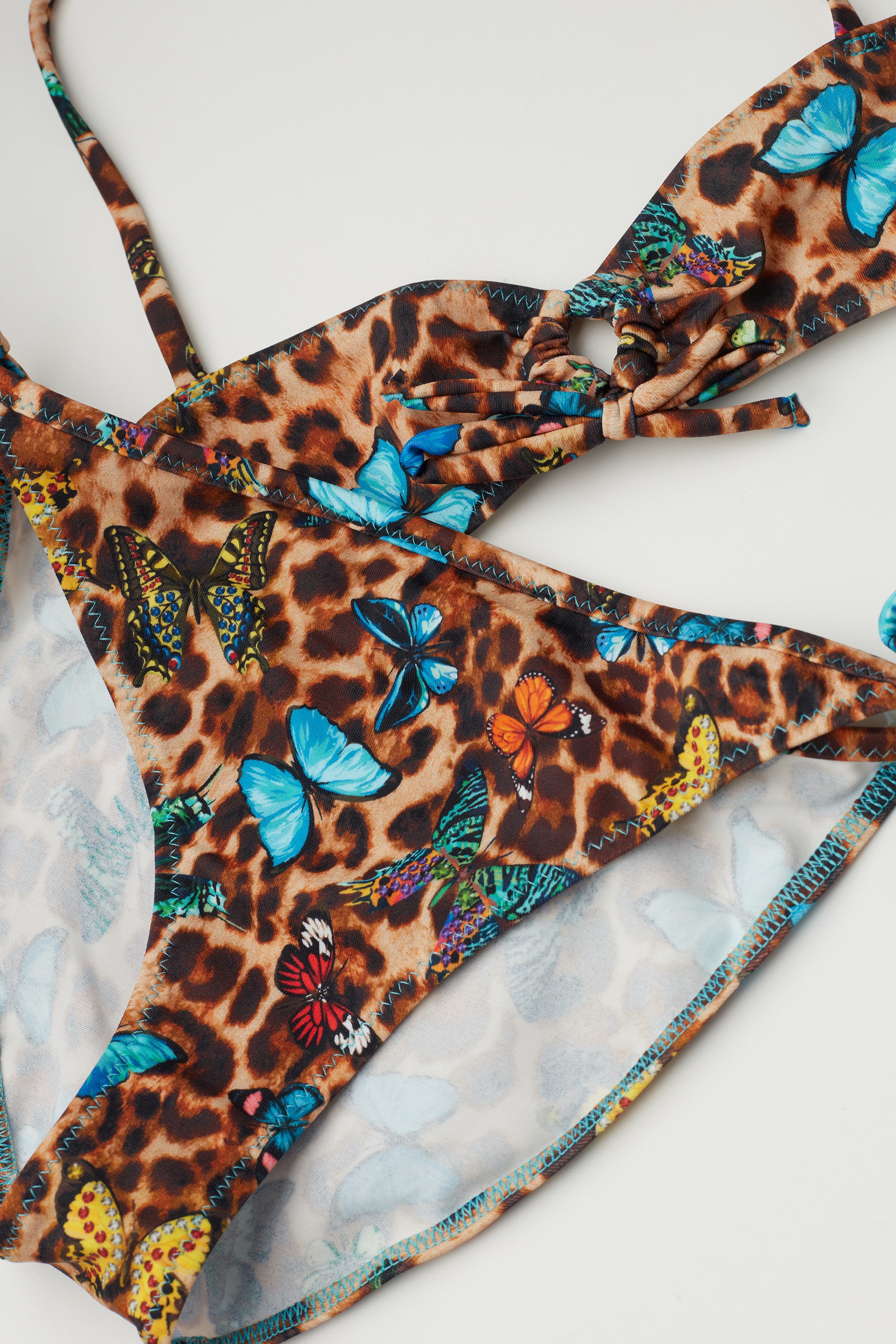 Girls’ Dappled Butterfly Bandeau Bikini Top and Bottoms with Ties