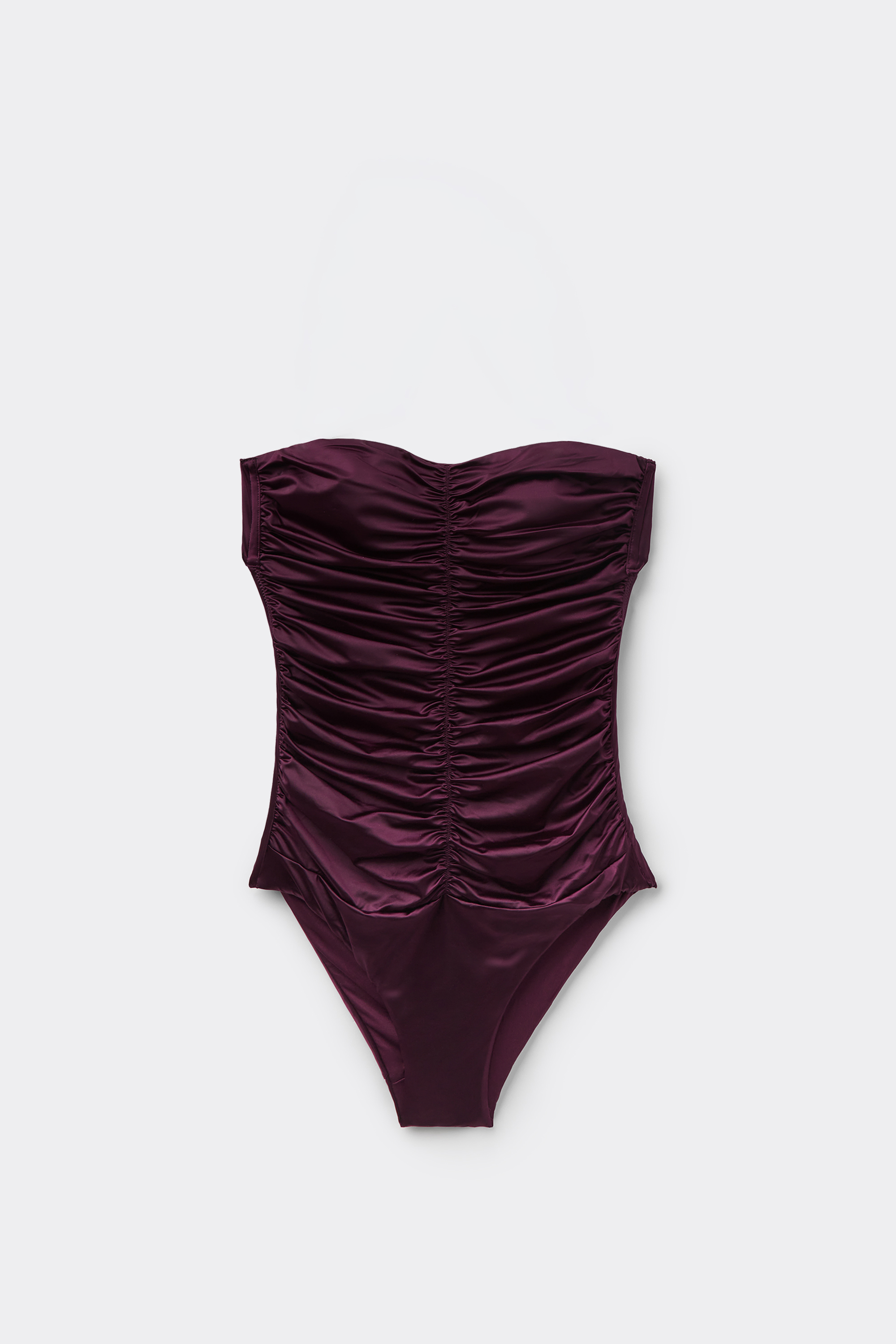 Maillot de Bain Une Pi&egrave;ce Bandeau Fronc&eacute; Shiny Glam Bordeaux