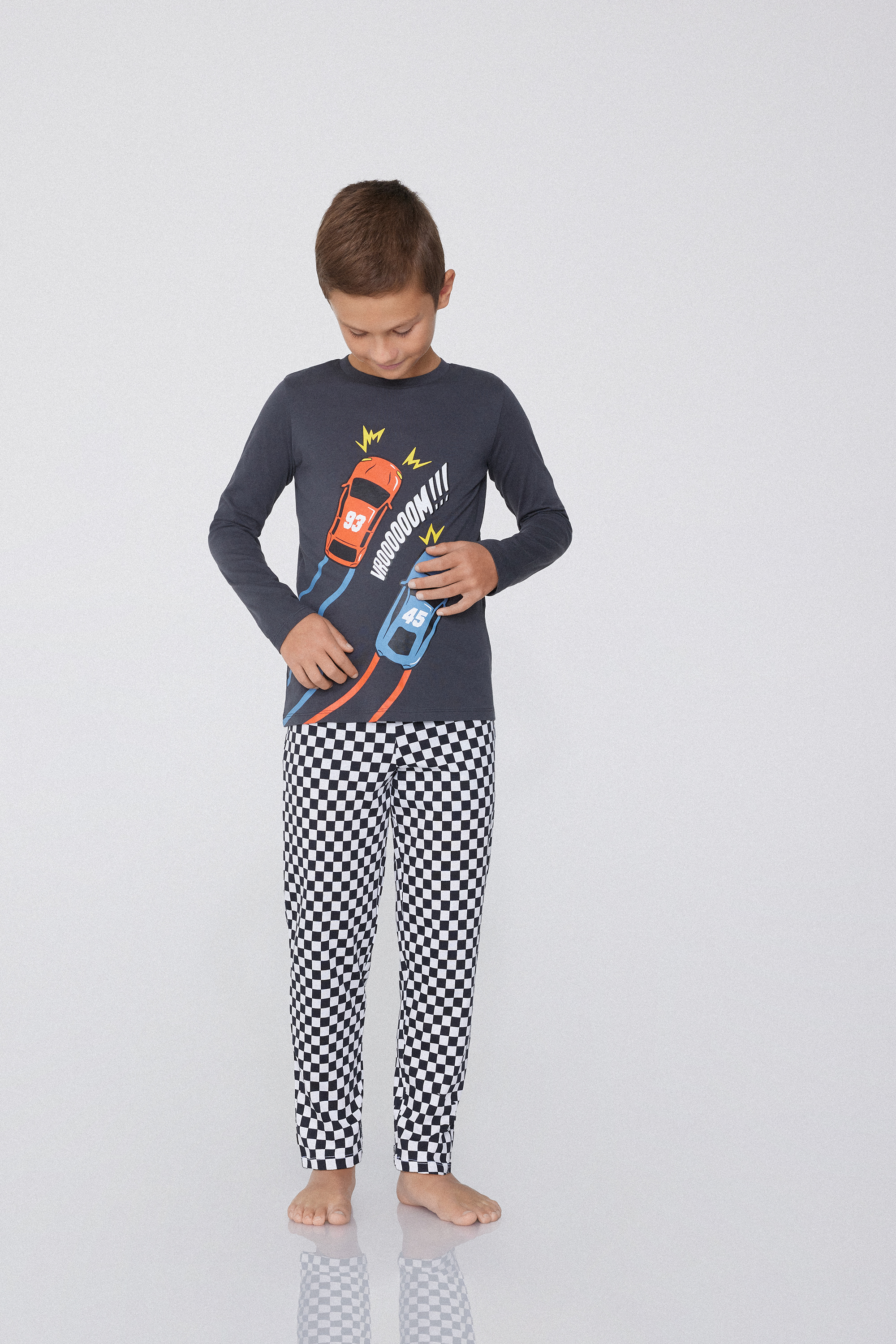 Pijama Largo de Algodón para Niño con Coches