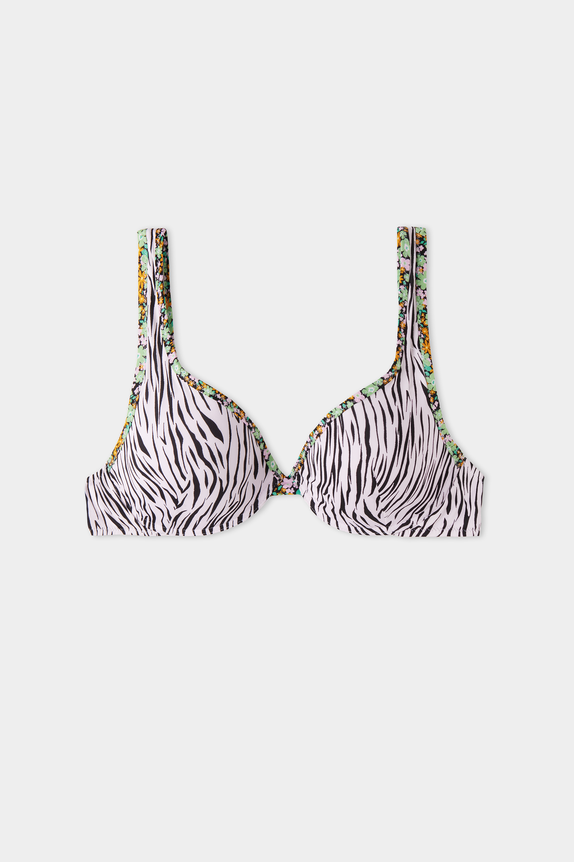 Pretty Flower Zebra Push-Up Bikini Top