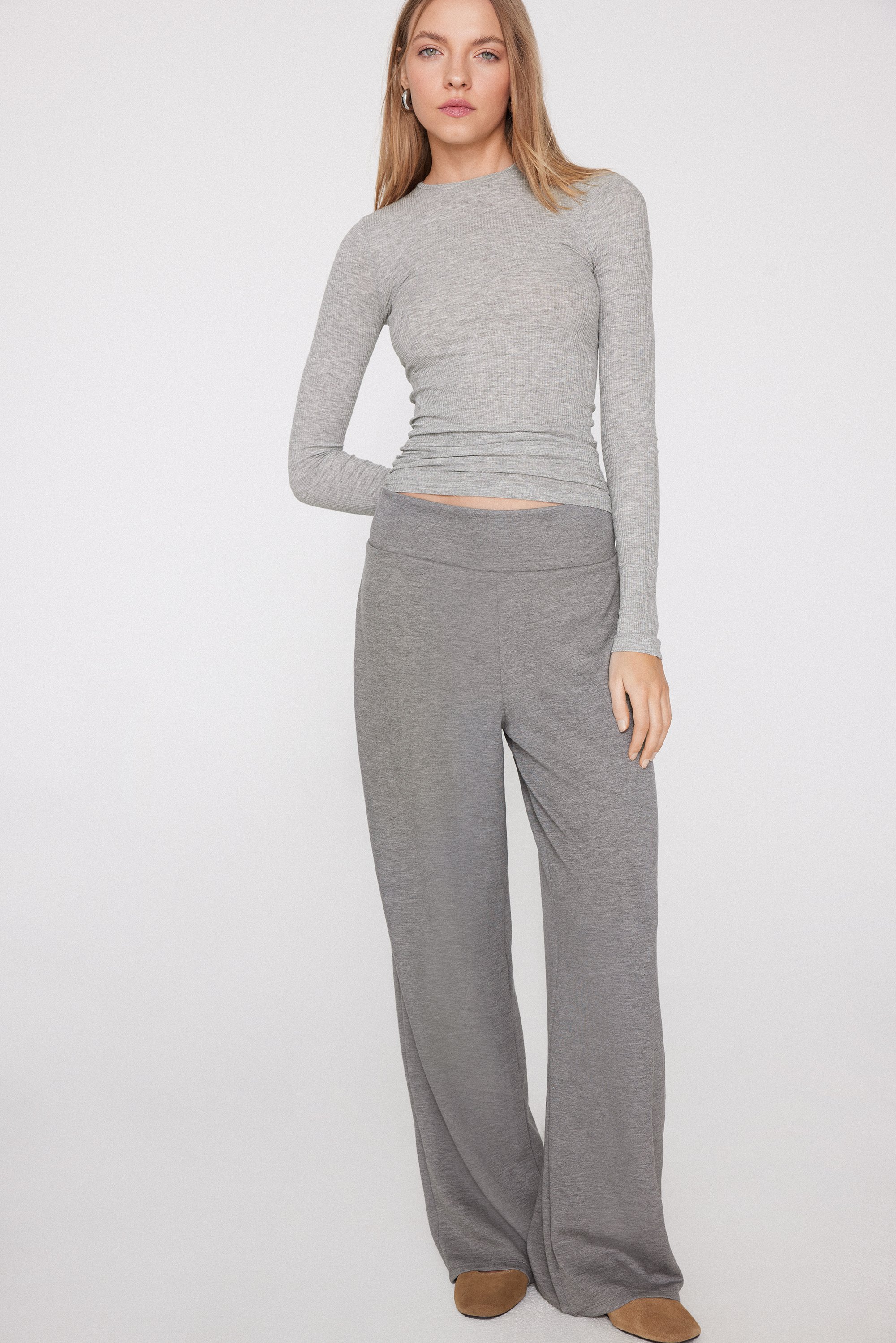 Maglia Maniche Lunghe Costine Girocollo