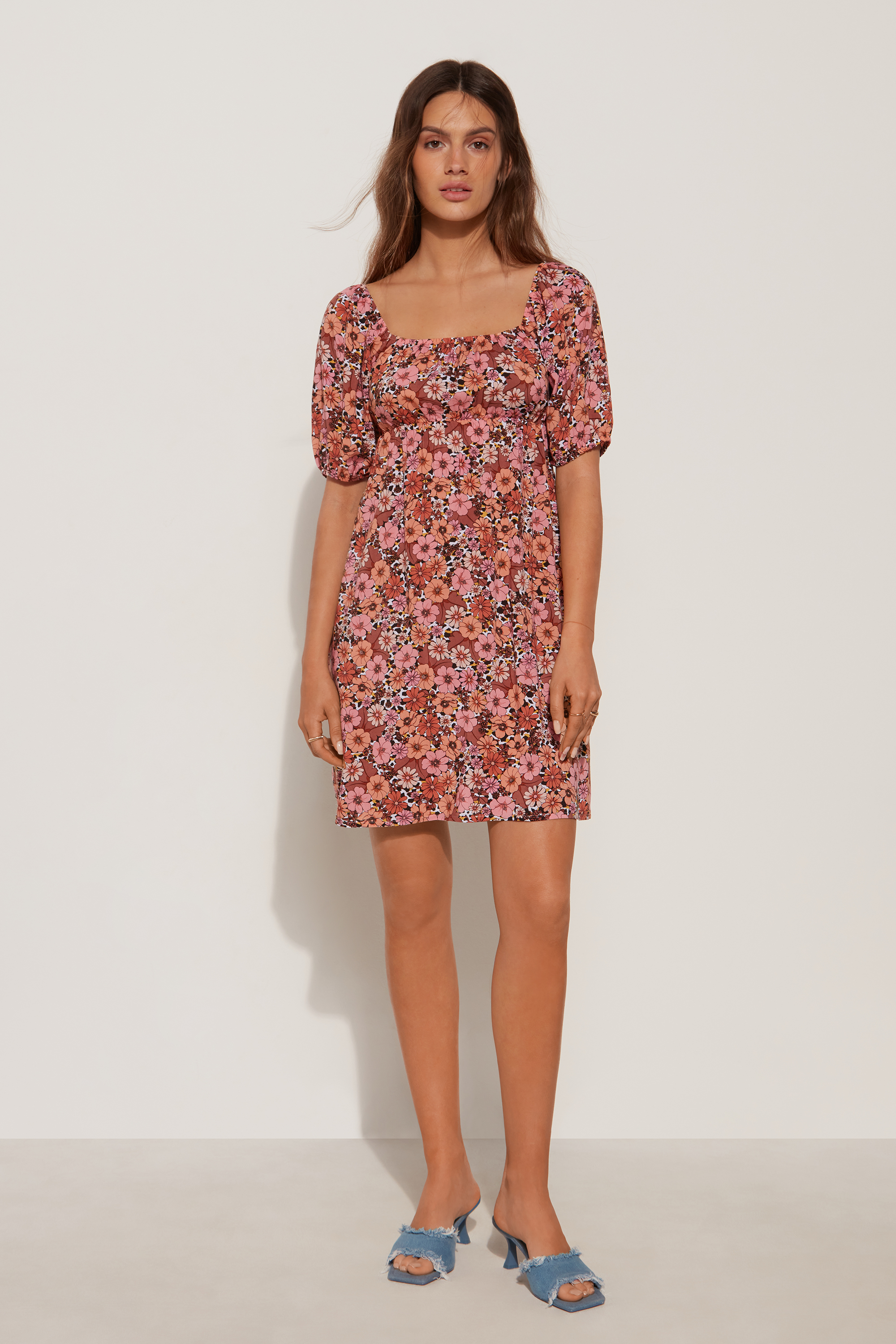 Short Sleeve Short Dress with Crossover Back