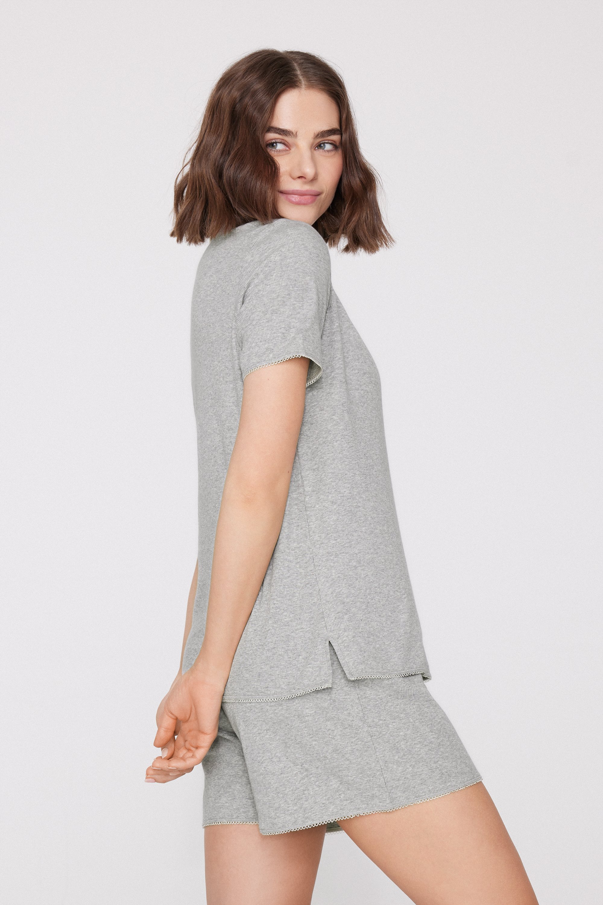 Pyjama Court Coton C&ocirc;tel&eacute; Galon