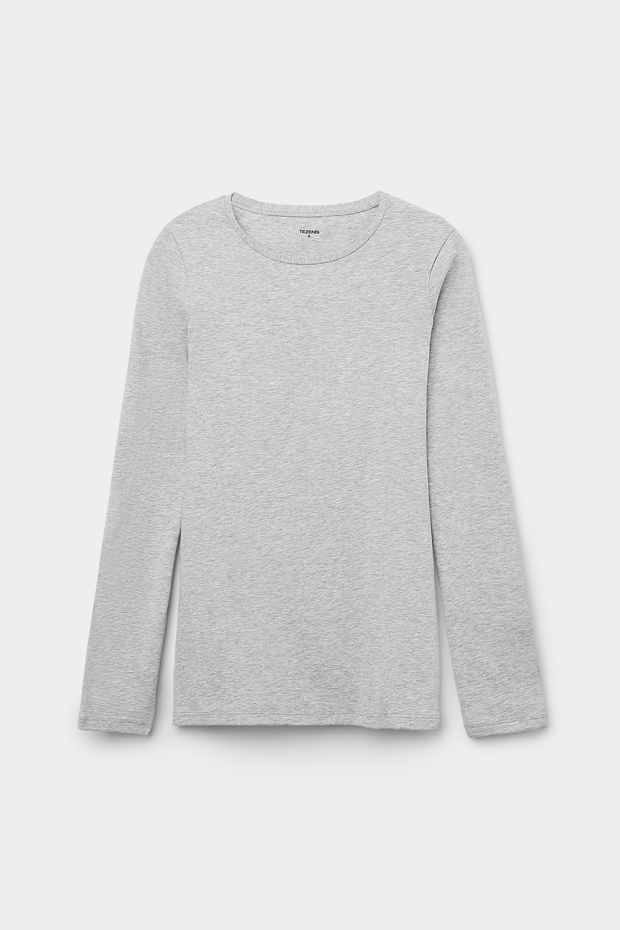 Long-Sleeve Crew-Neck Stretch-Cotton Top