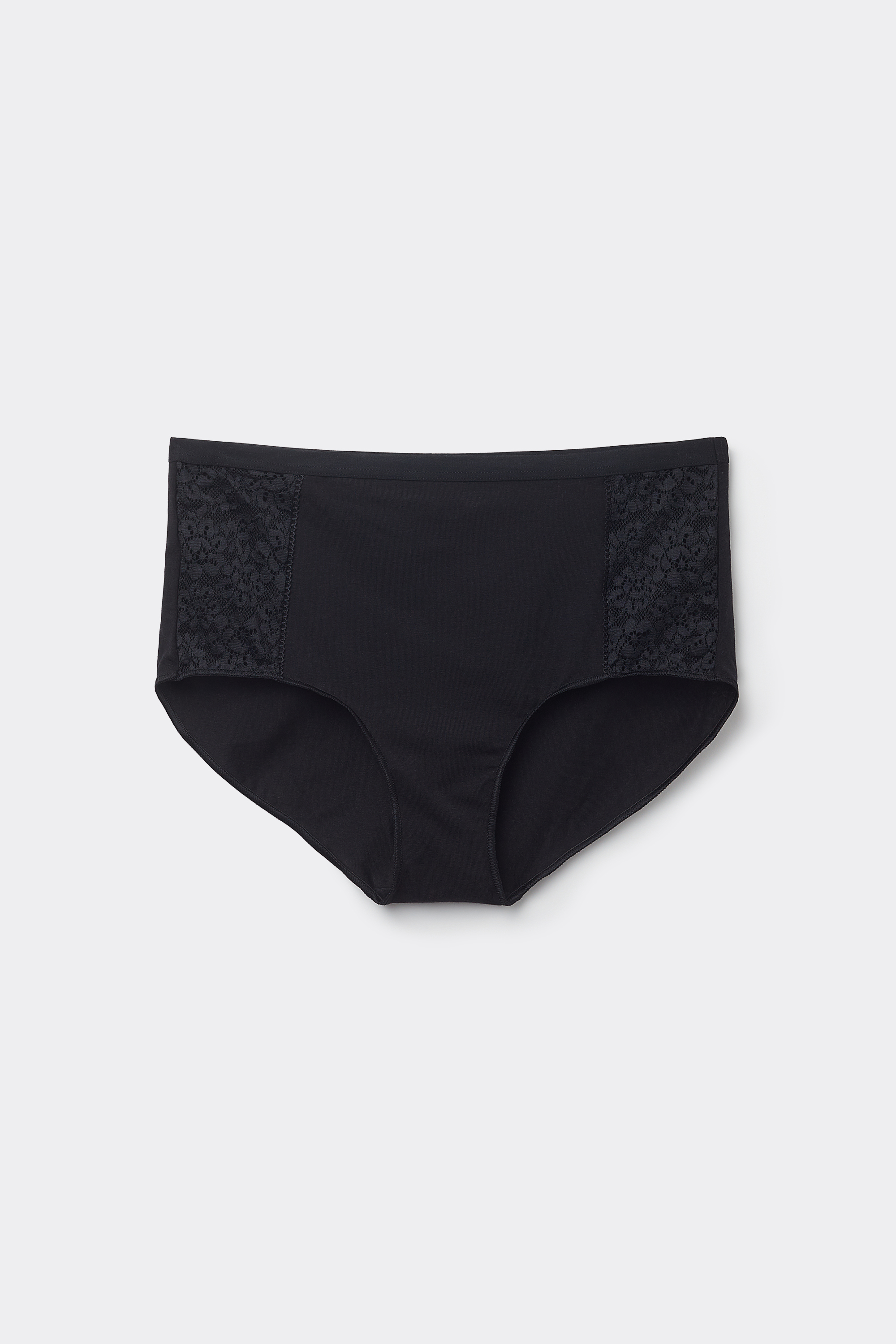Slip mit hohem Bund aus Baumwolle und recycelter Spitze