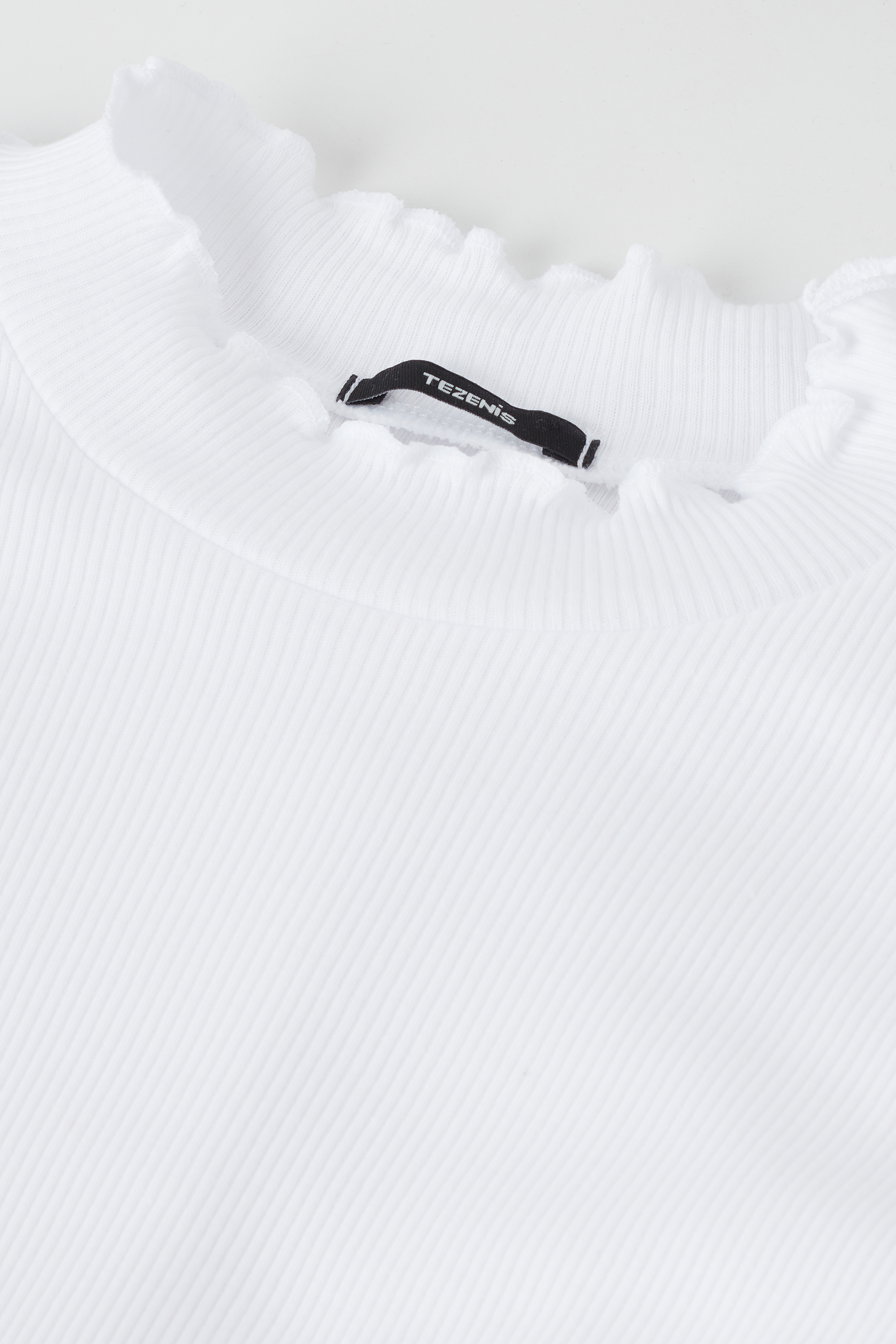 Girls’ Long Sleeve Ribbed Top with Rolled Hem