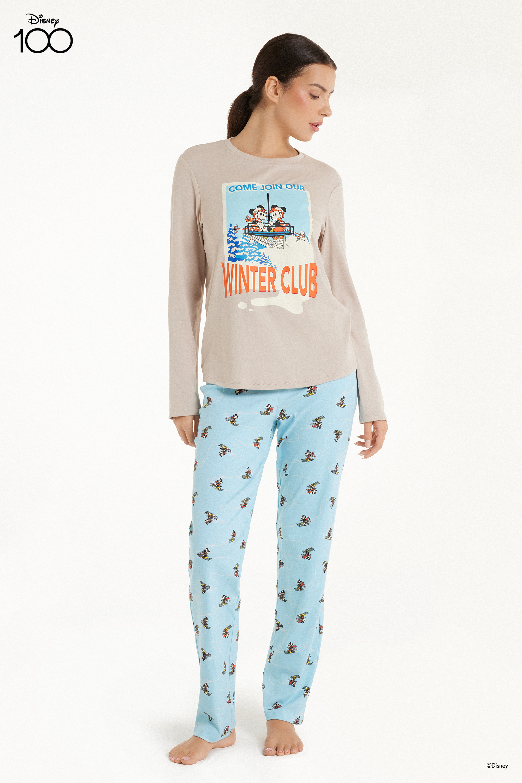 Pijama Largo de Algodón Grueso Disney