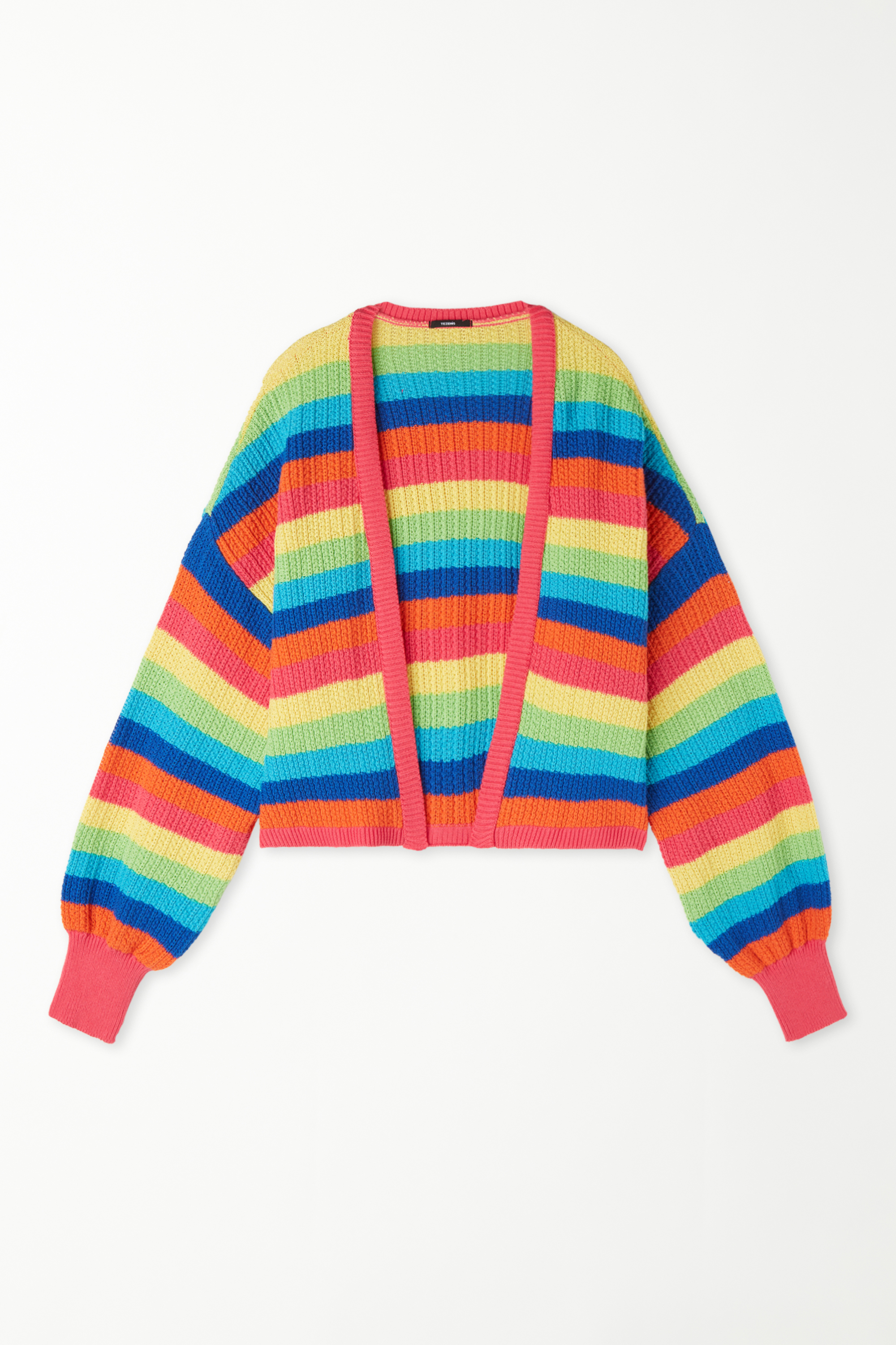 Cardigan Corto Righe Cotone Calato