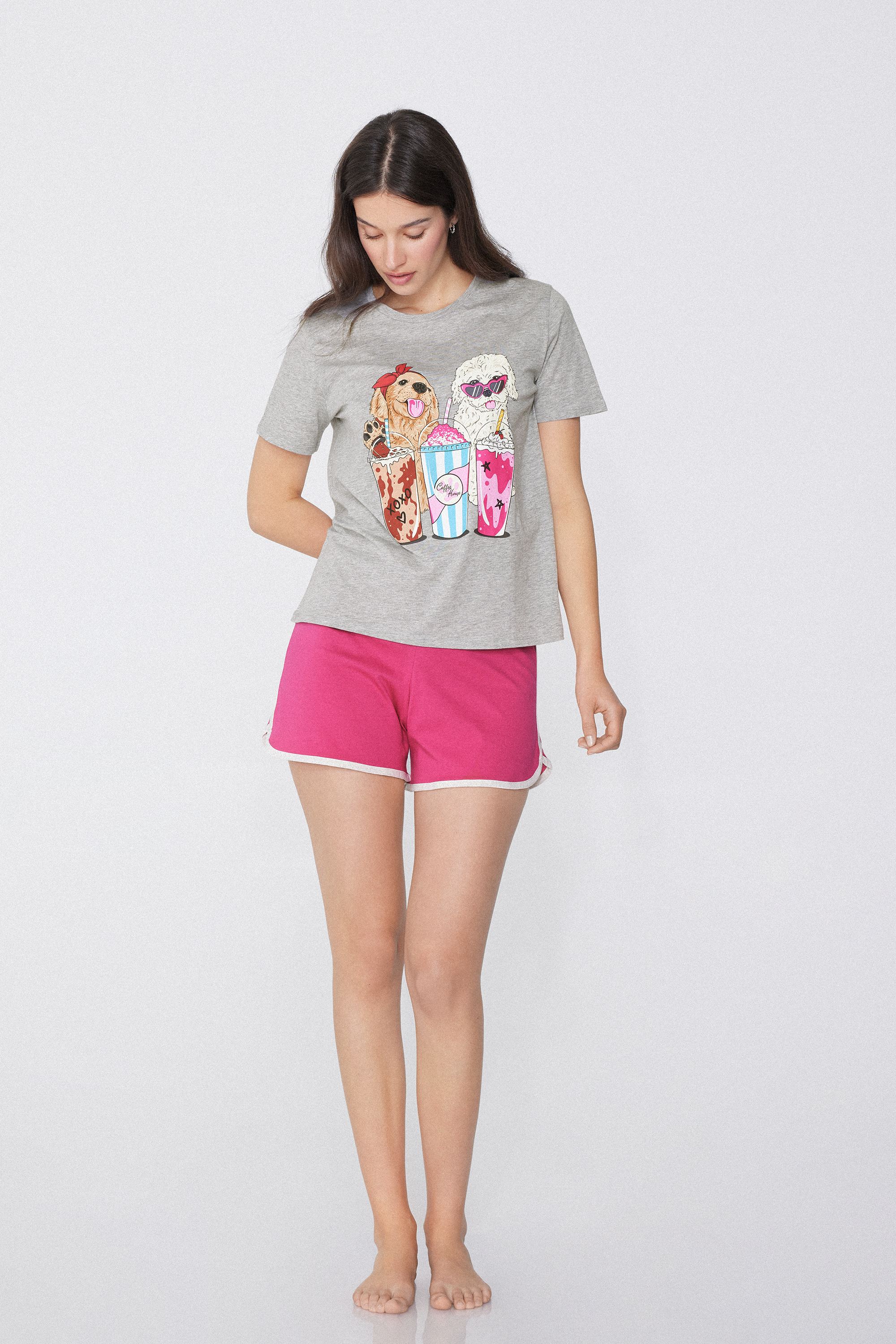 Short Cotton Dog-Print Pajamas