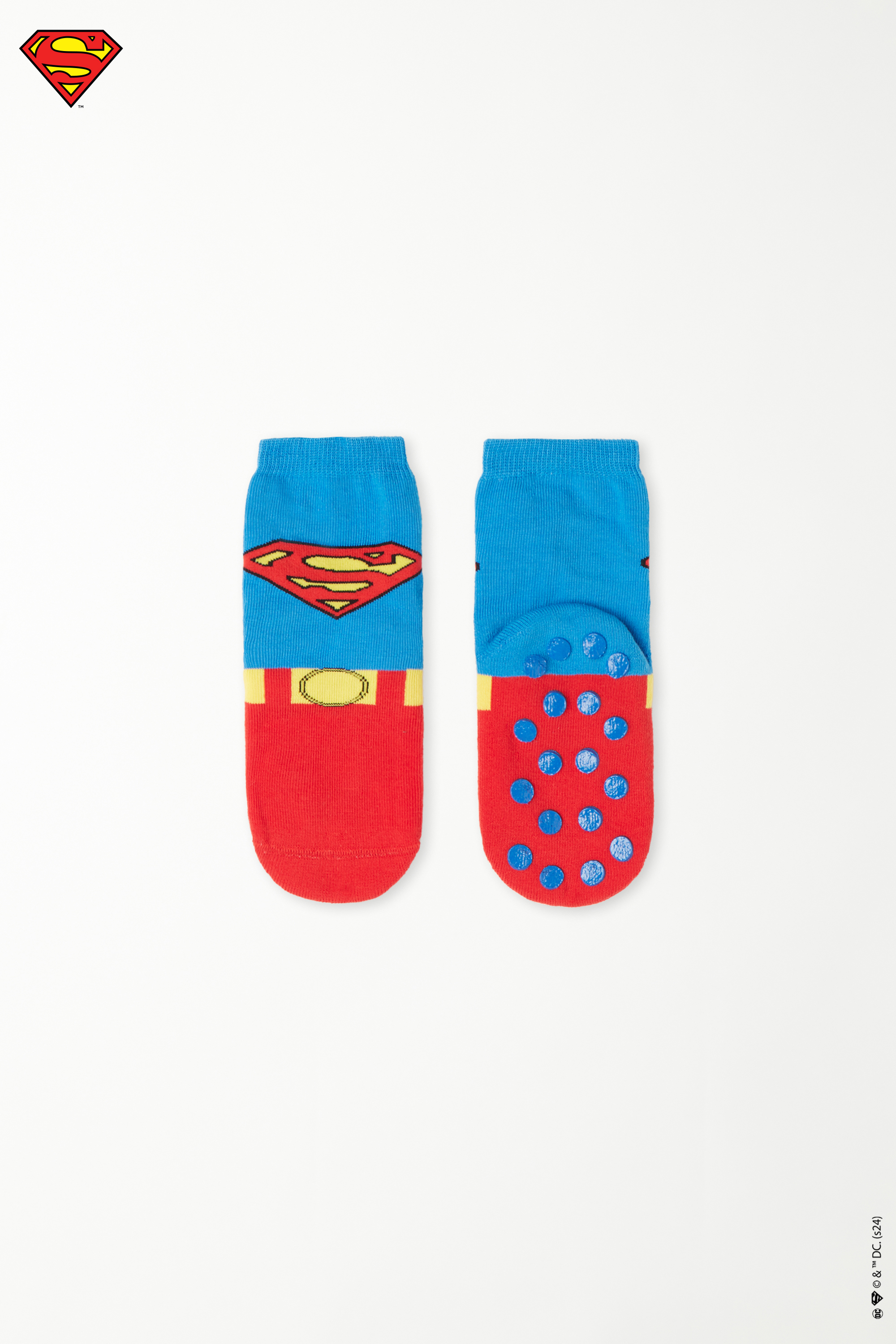 Boys’ Short Non-Slip Socks with Superman Print