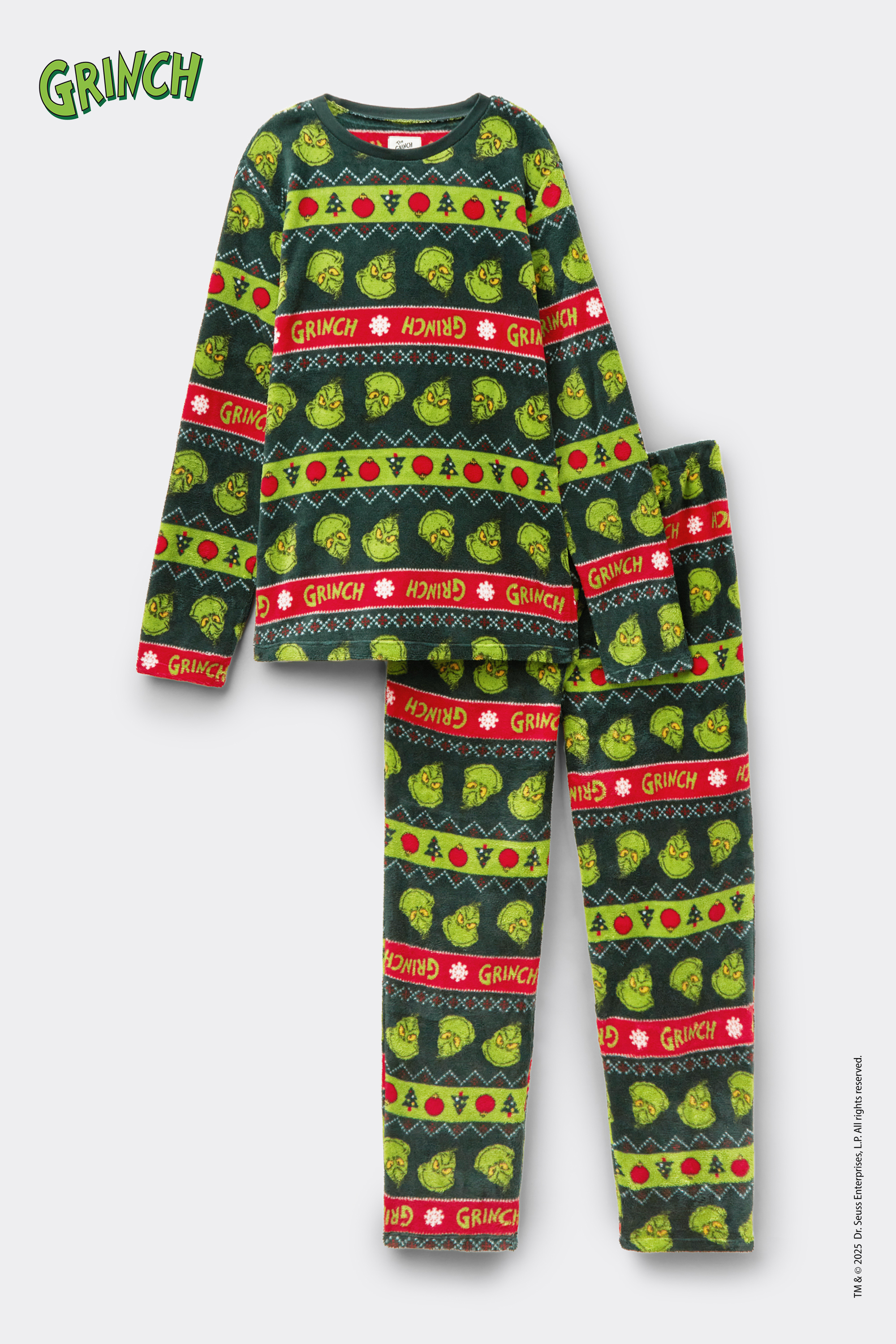 Christmas Grinch Long Light Fleece Pyjamas