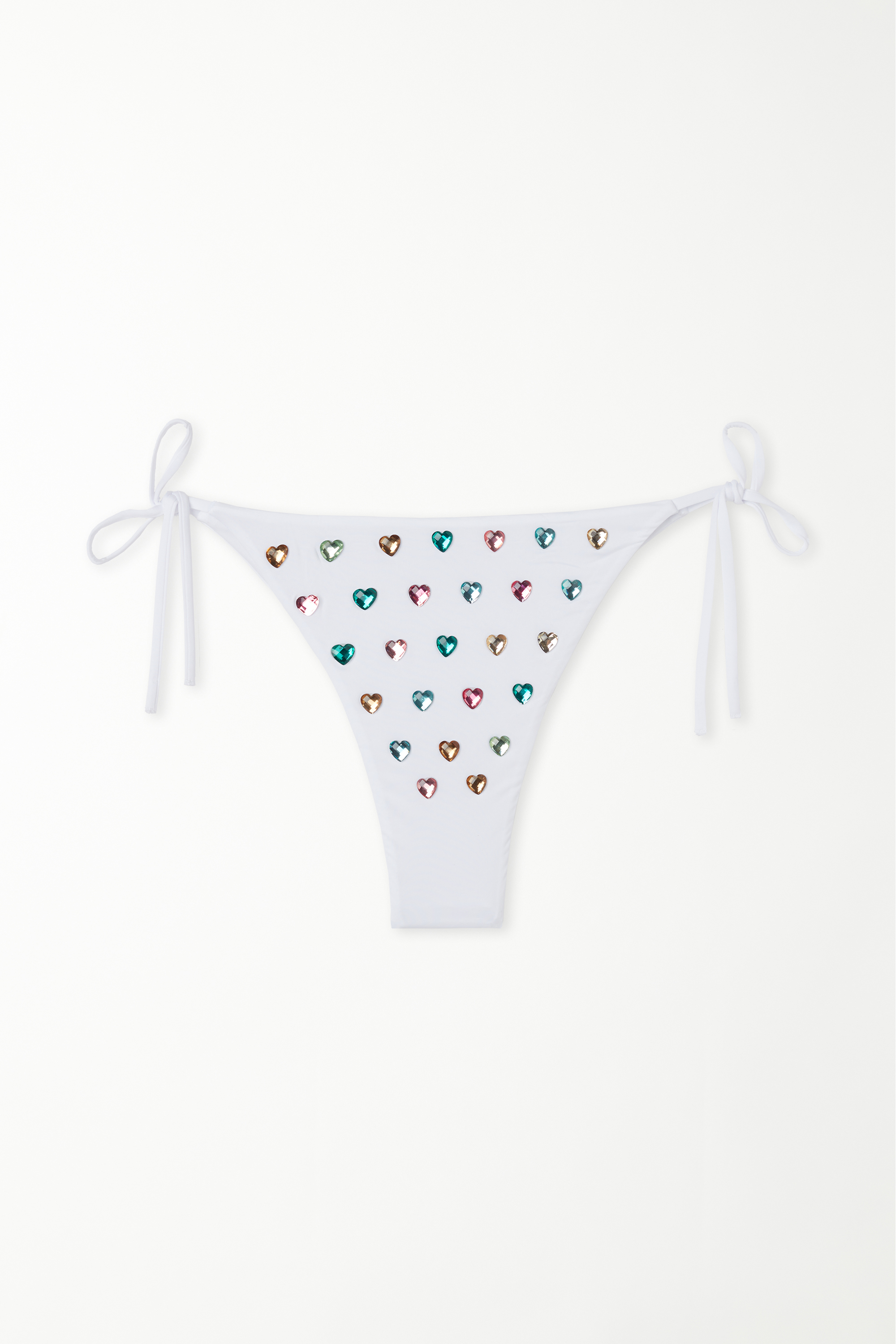 Fancy Hearts Brazilian Bikini Bottoms with Ties