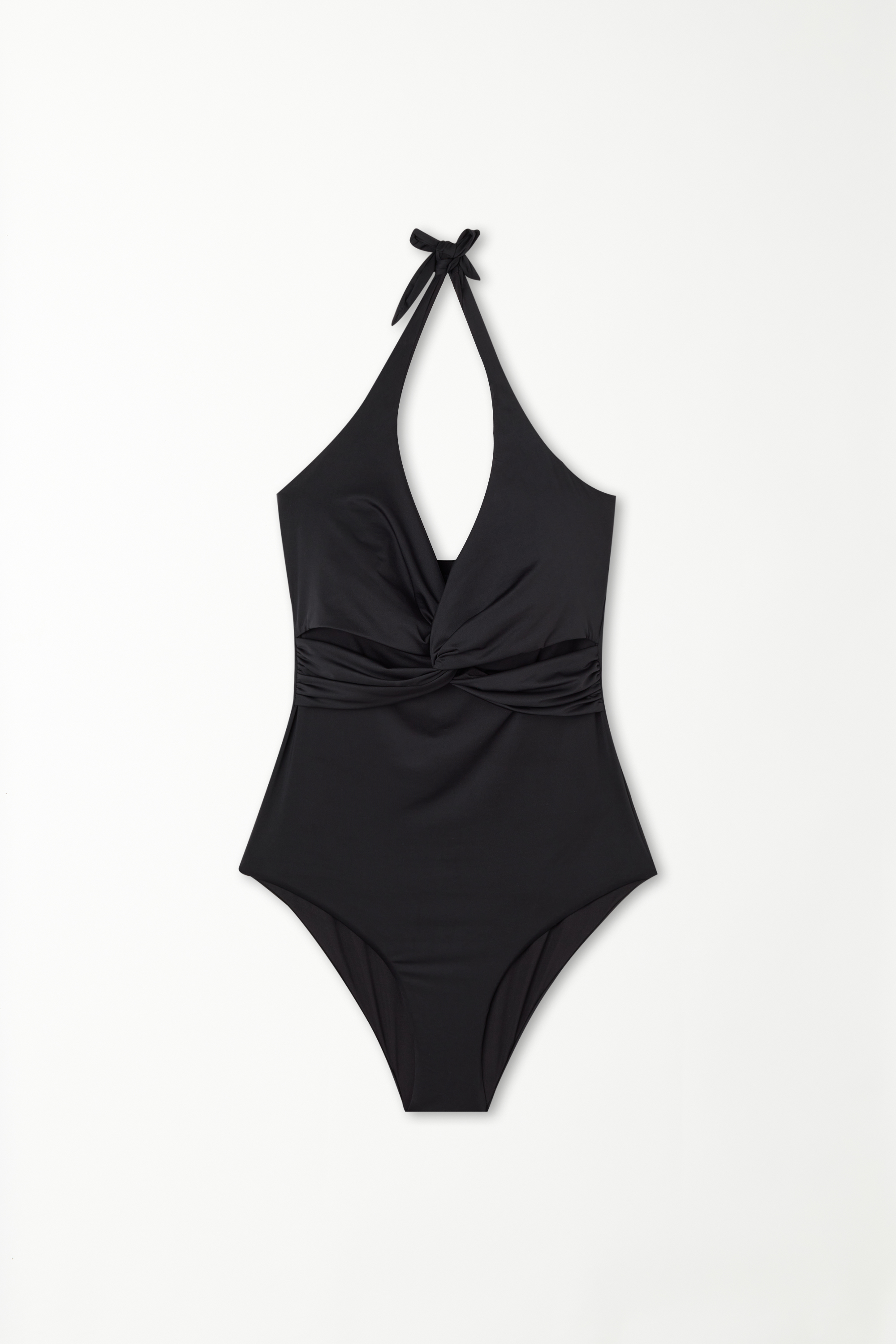 Slightly Padded One-Piece Crossover Bandeau Swimsuit in Recycled Microfibre